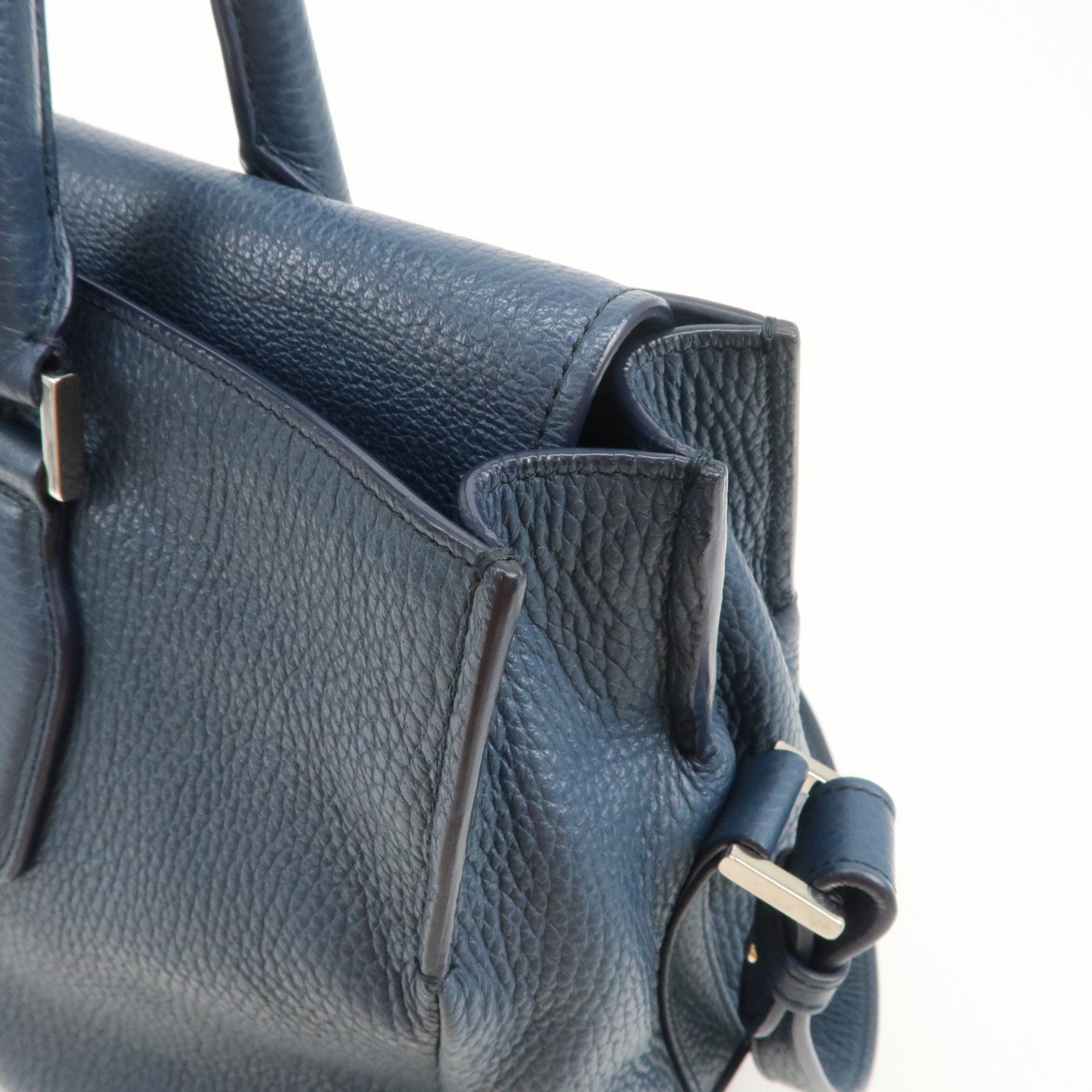 JIL SANDER Logo Leather 2WAY Bag Hand Bag Shoulder Bag Navy