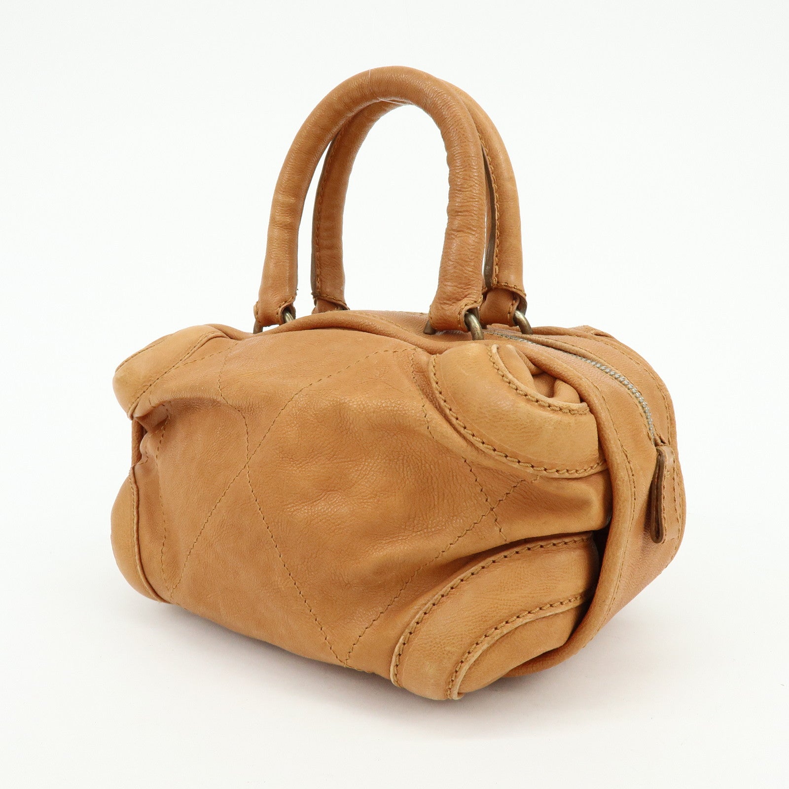 CHANEL COCO Mark Calf Leather Hand Bag Brown