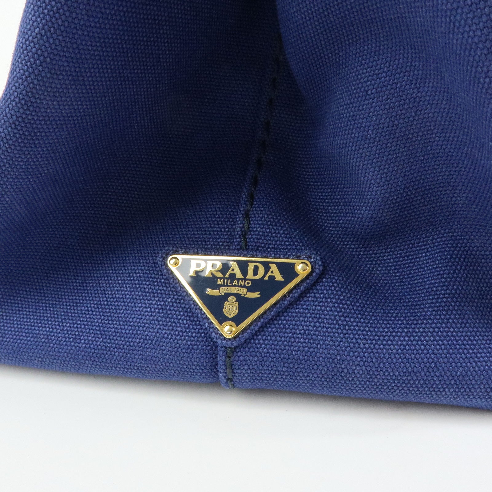 PRADA Triangle Logo Canapa 2Way Tote Bag Hand Bag Blue BN2642