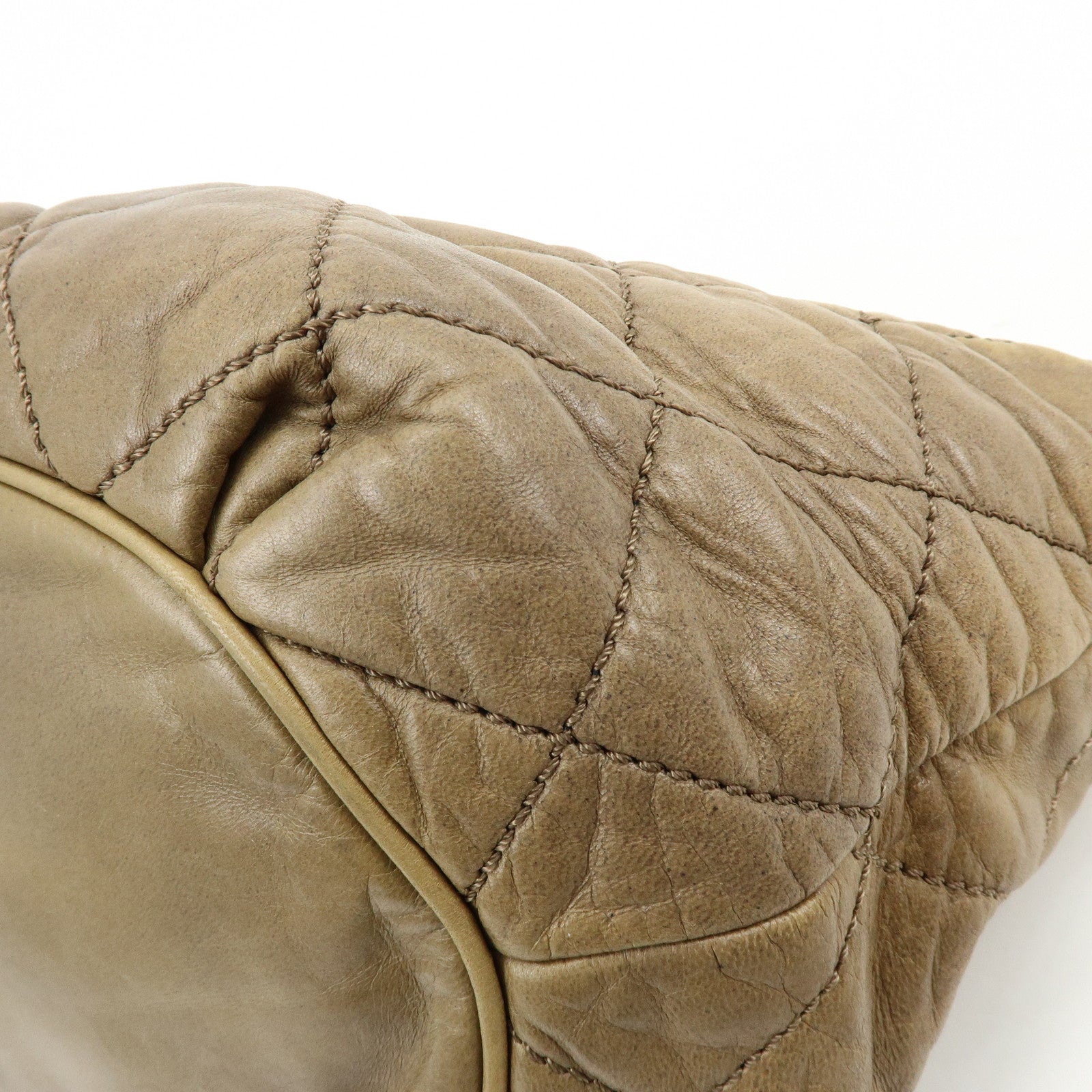 CHANEL Wild Stitch Lamb Skin Shoulder Bag Brown