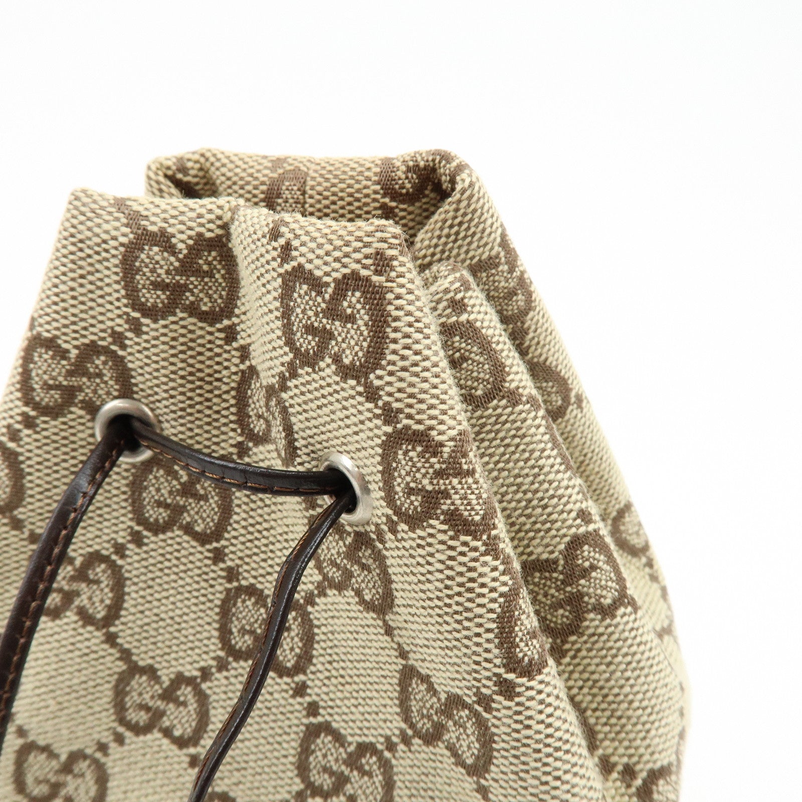 GUCCI GG Canvas Leather Hand Bag Cosmetic Pouch Beige 039・1054