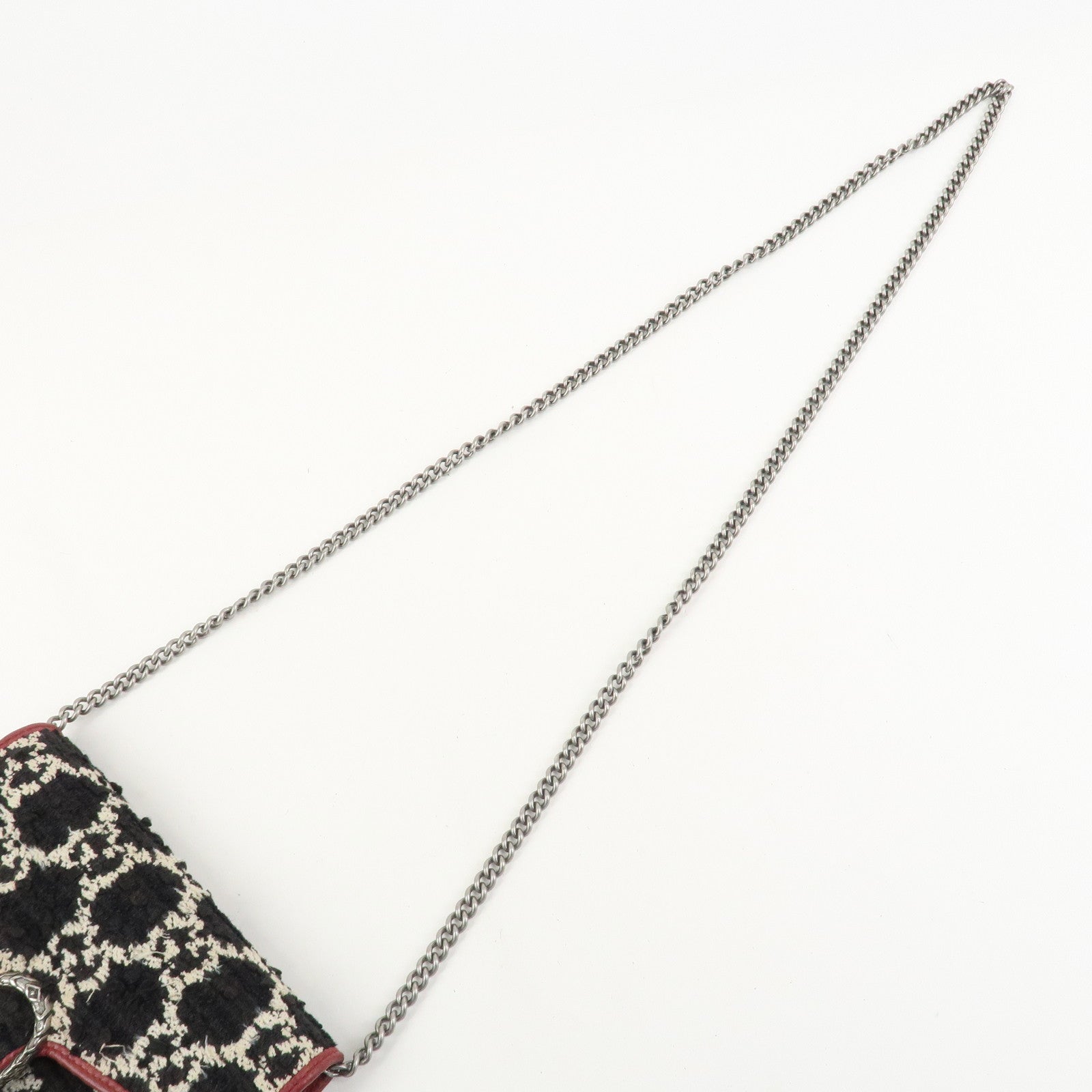 GUCCI Dionysus Tweed Leather Chain Shoulder Bag Black Ivory 401231