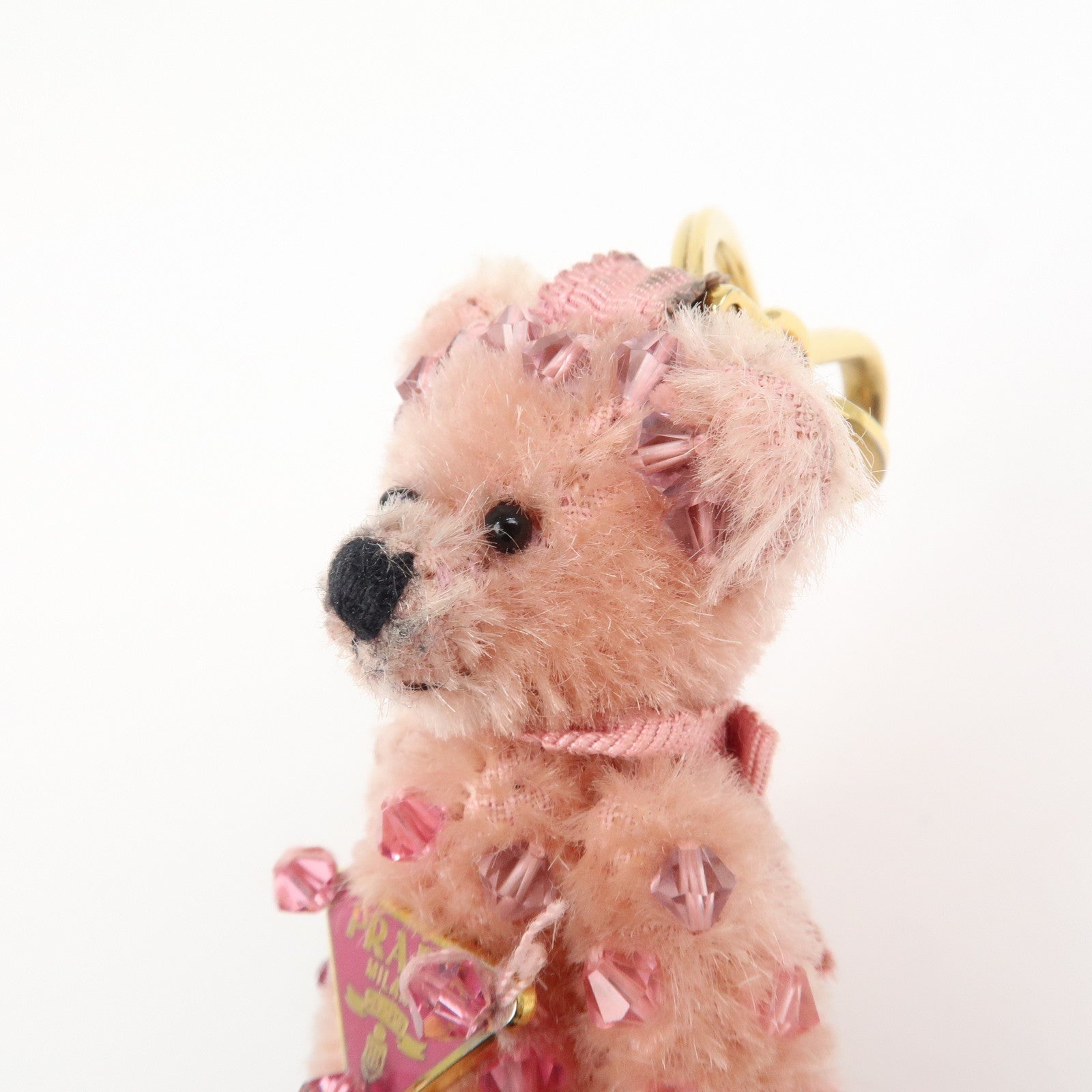 PRADA Logo Bear Motif Bag Charm Key Holder Bijou Pink