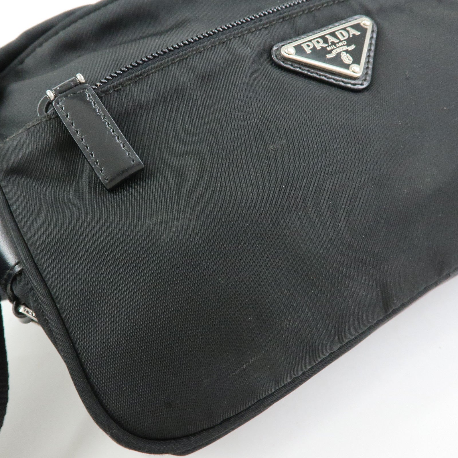 PRADA Triangle Logo Nylon Shoulder Bag Crossbody Bag Black BT0166