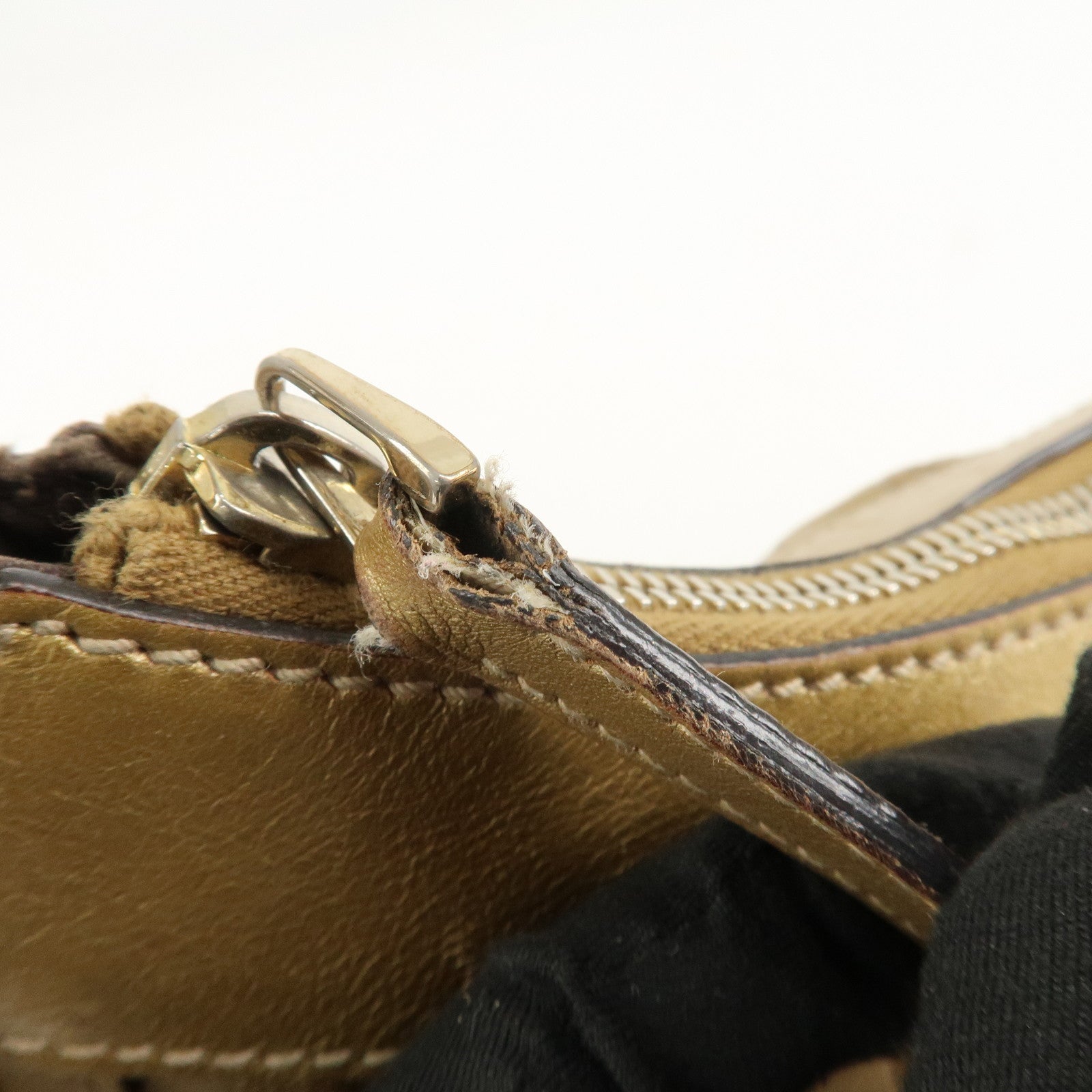 GUCCI Abbey Guccissima Leather Shoulder Bag Hand Bag Gold 190525 Used