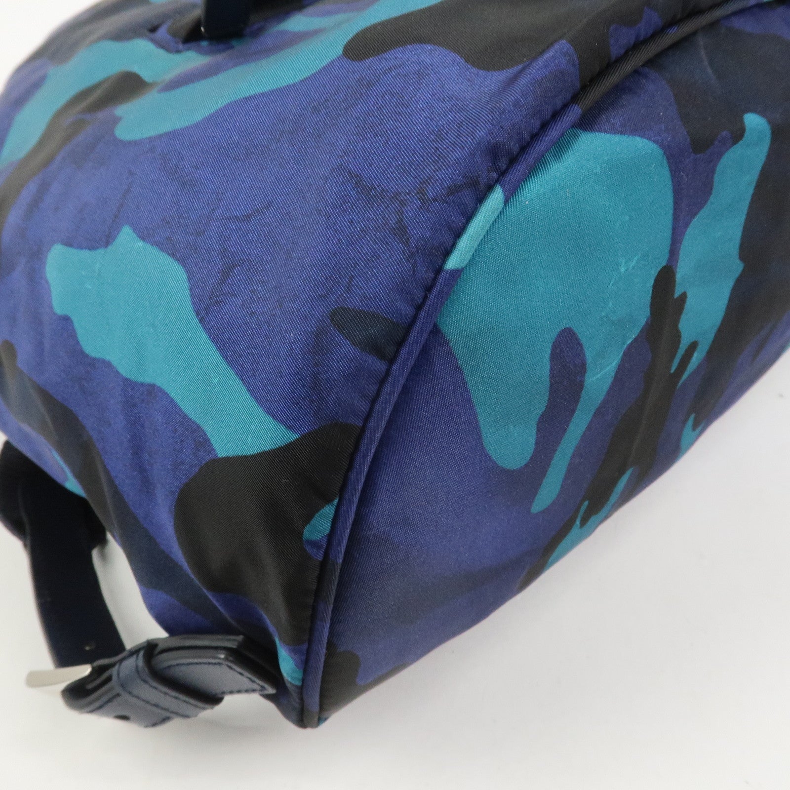 PRADA Triangle Logo Nylon Camouflage Backpack Rucksack Blue