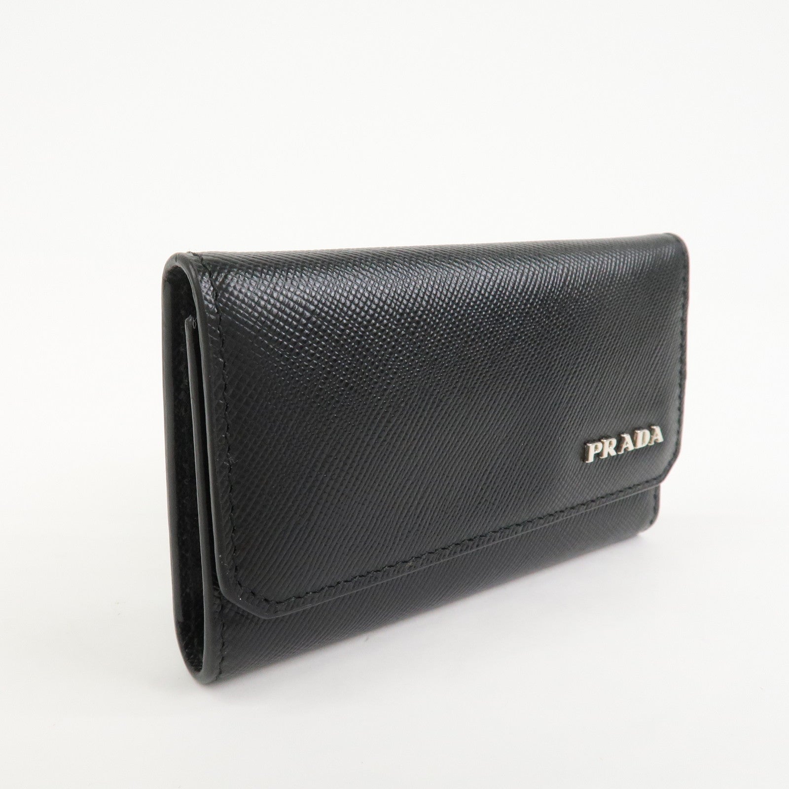 PRADA Logo Saffiano Leather 6 Rings Key Case Black NERO 2M0025