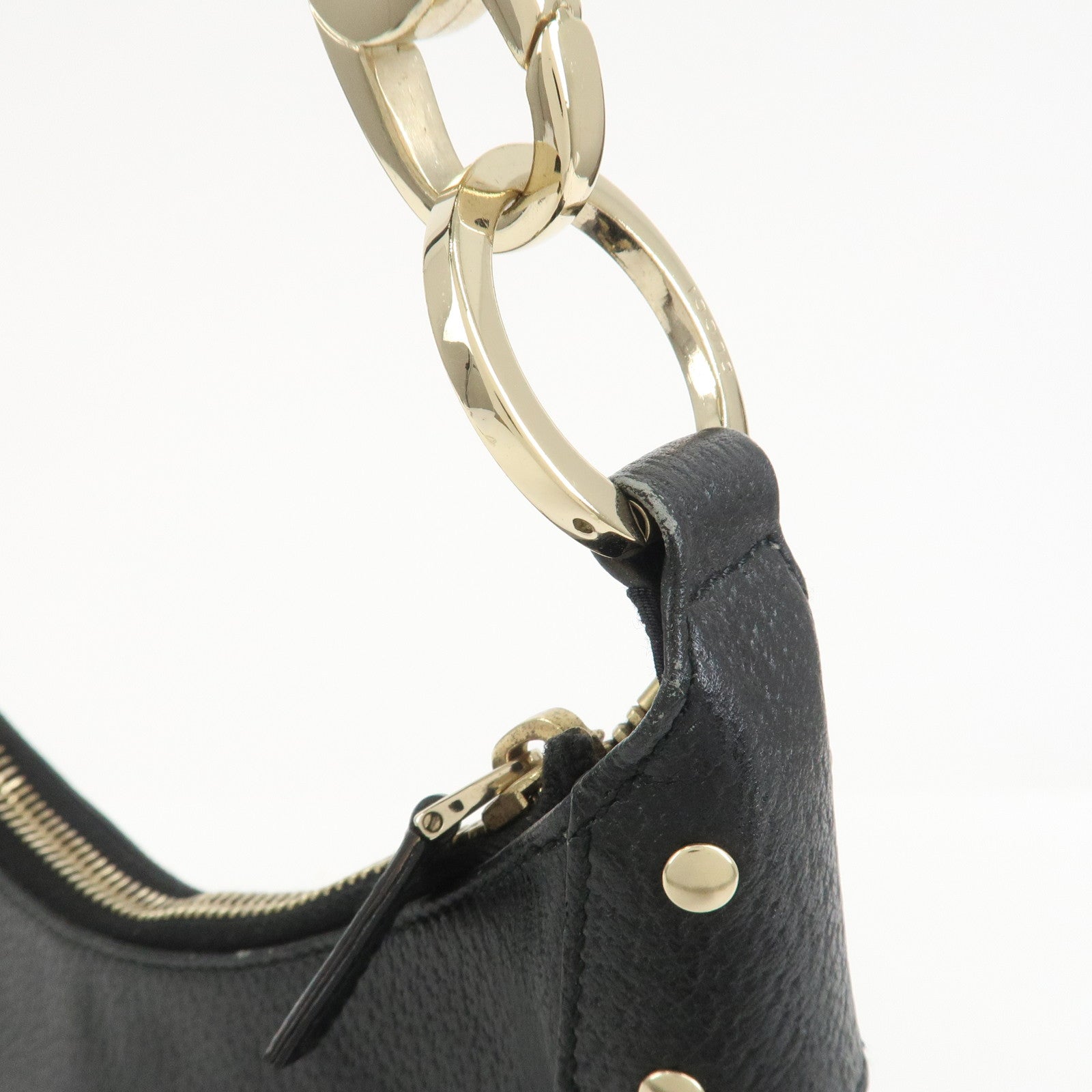 GUCCI Leather Shoulder Bag Hand Bag Black 115003