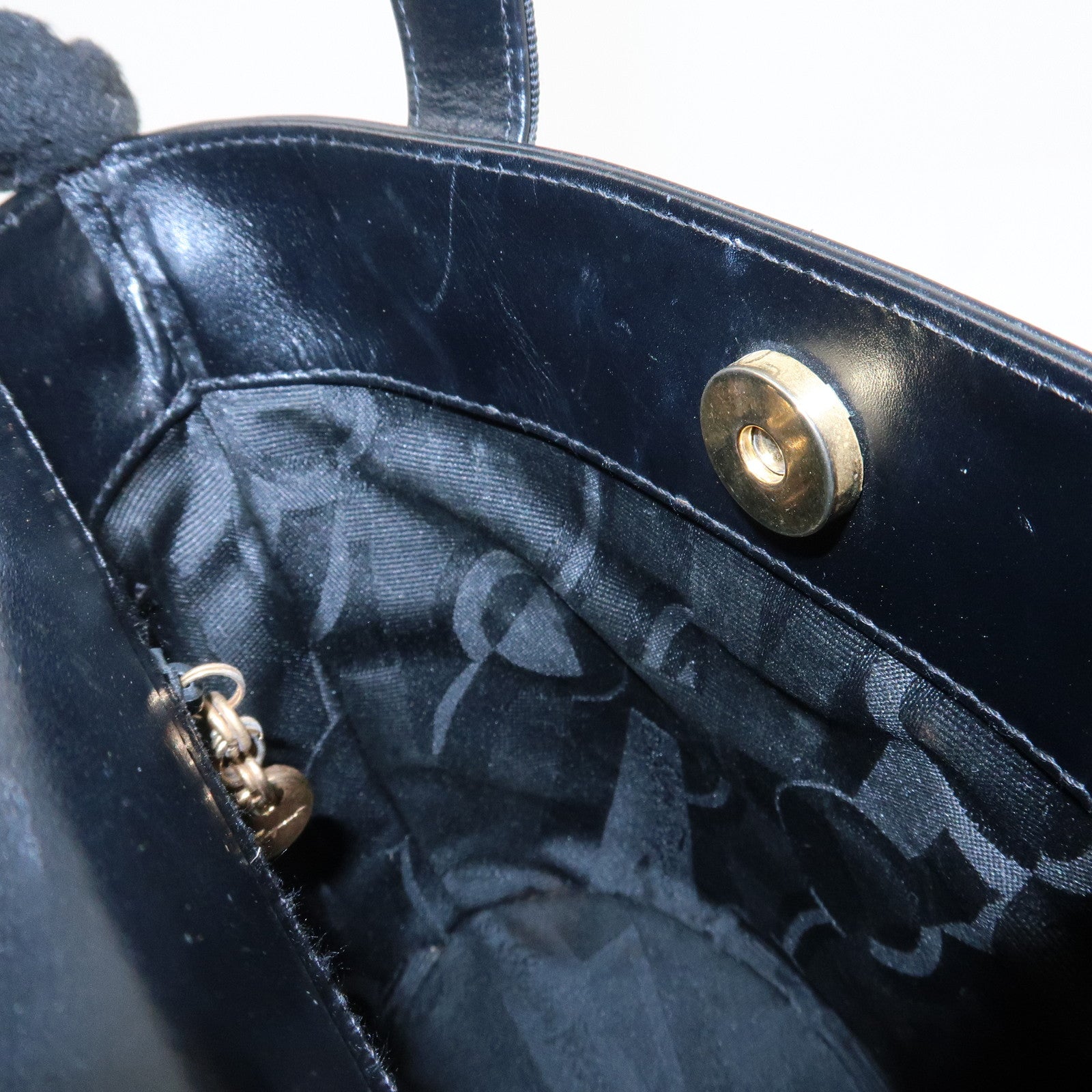 Ferragamo Vara Ribbon Leather Hand Bag Gold HDW Black Used