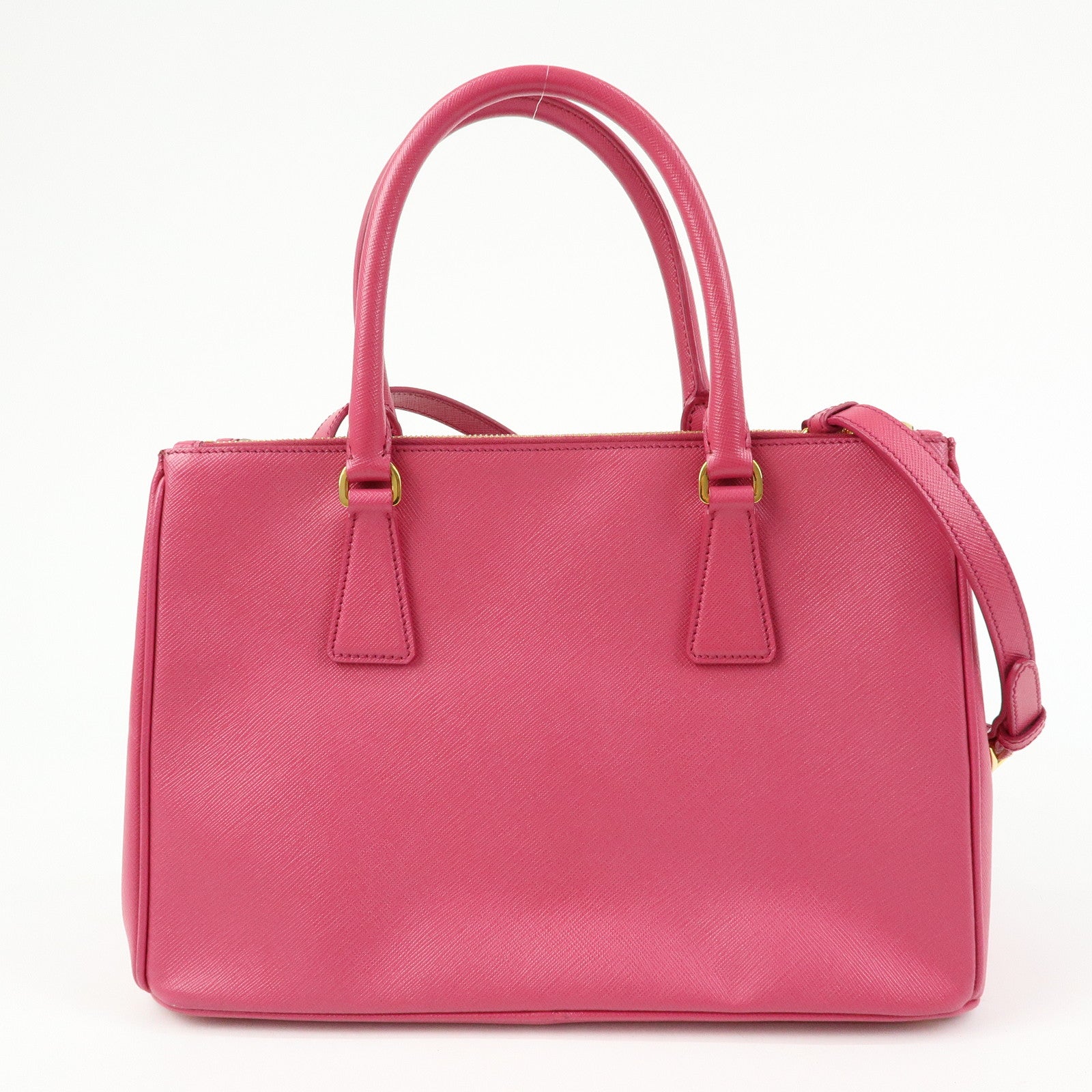 PRADA Triangle Logo Saffiano Leather 2Way Hand Bag Pink BN1801