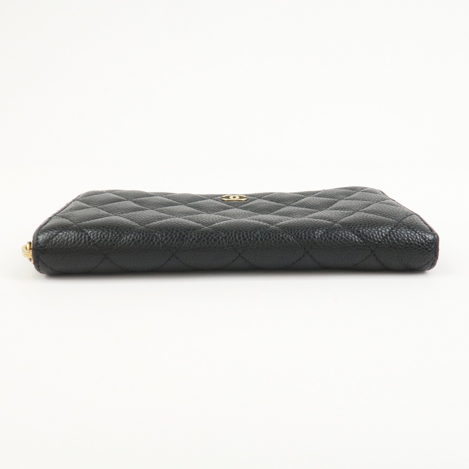 CHANEL COCO Mark Matelasse Classic Round Zippy Wallet Black AP0242