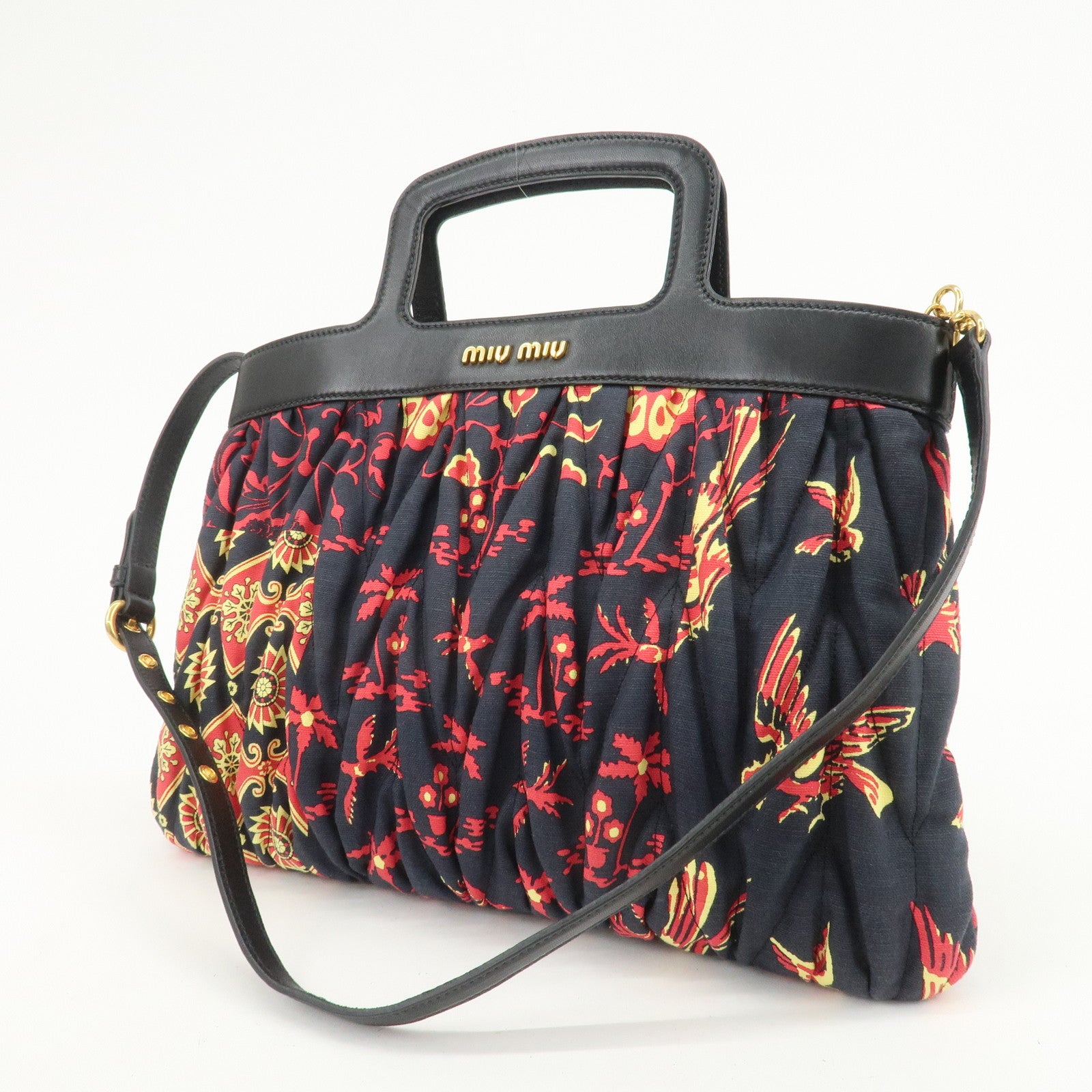 MIU MIU Matelasse 2Way Hand Bag Japan Limited Black Red