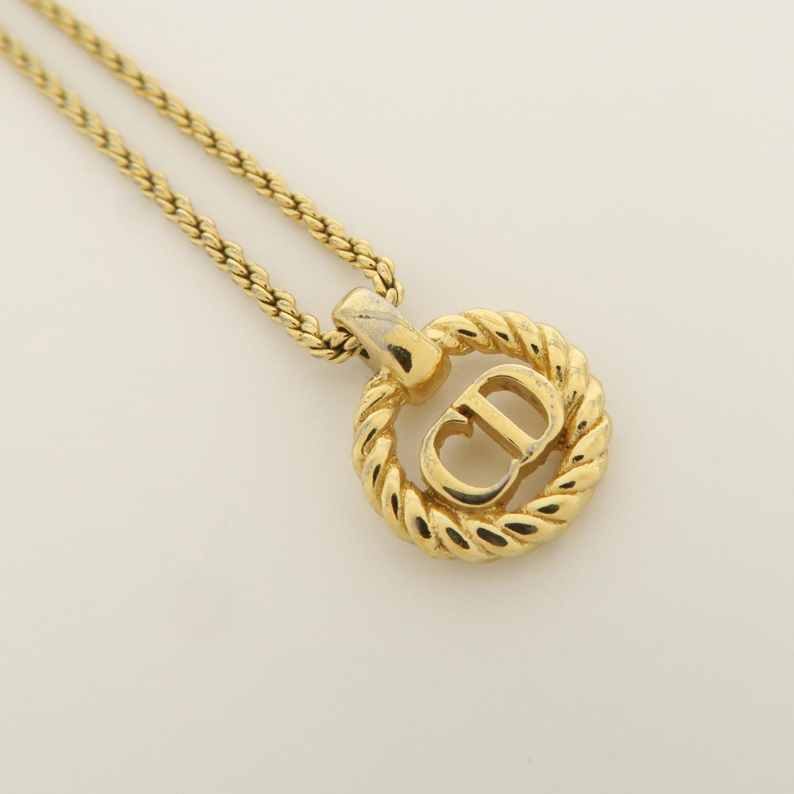 Christian Dior CD Logo Metal Necklace Choker Gold