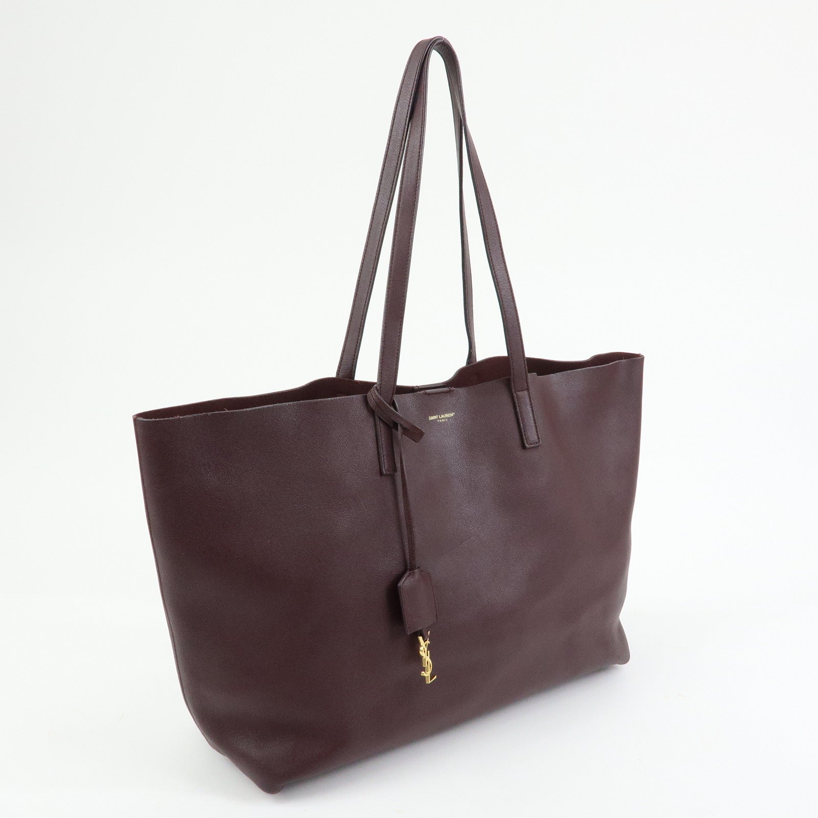 SAINT LAURENT PARIS Calf Leather Tote Shoulder Bag Bordeaux 394195
