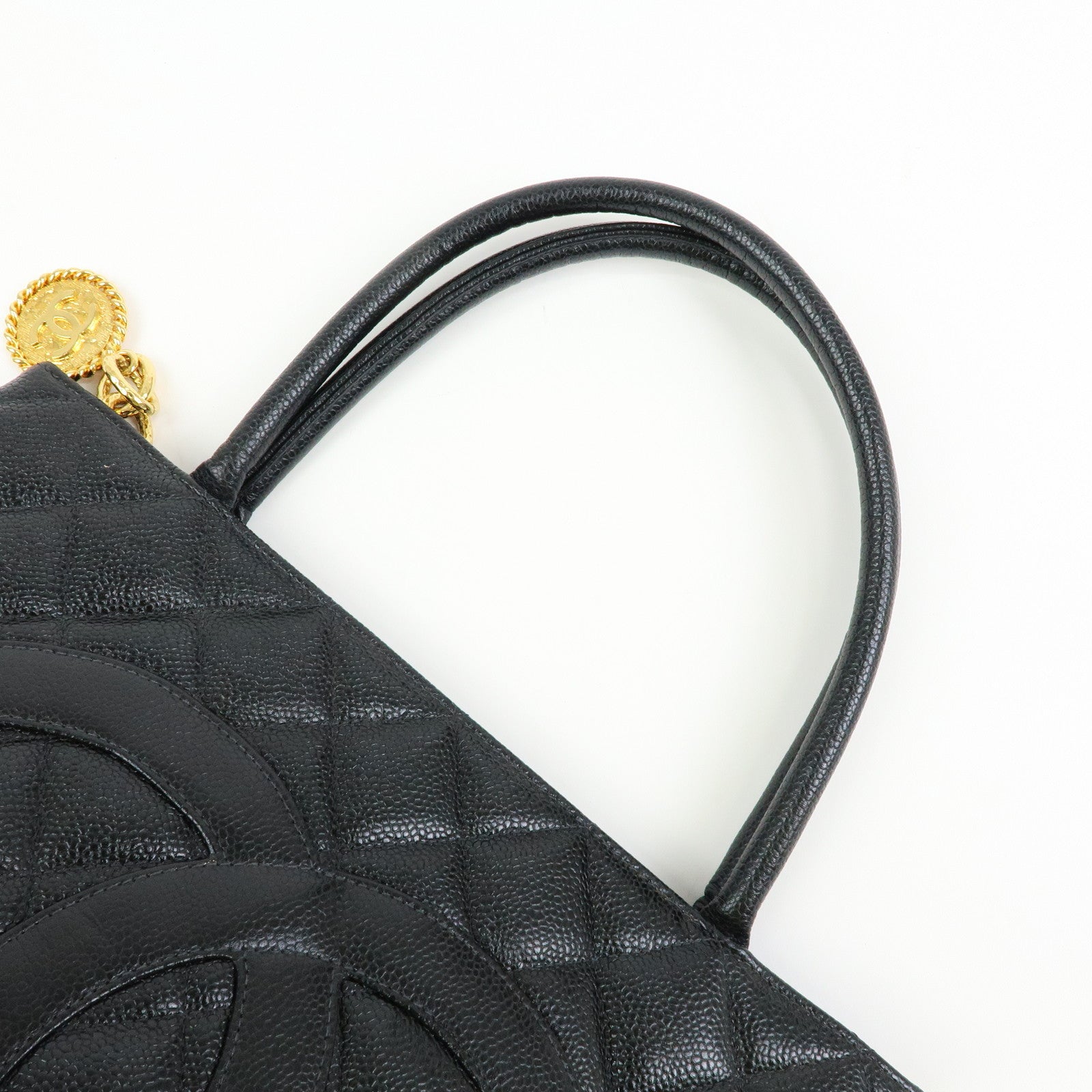 CHANEL Matelasse COCO Mark Medallion Caviarskin Tote Bag A01804