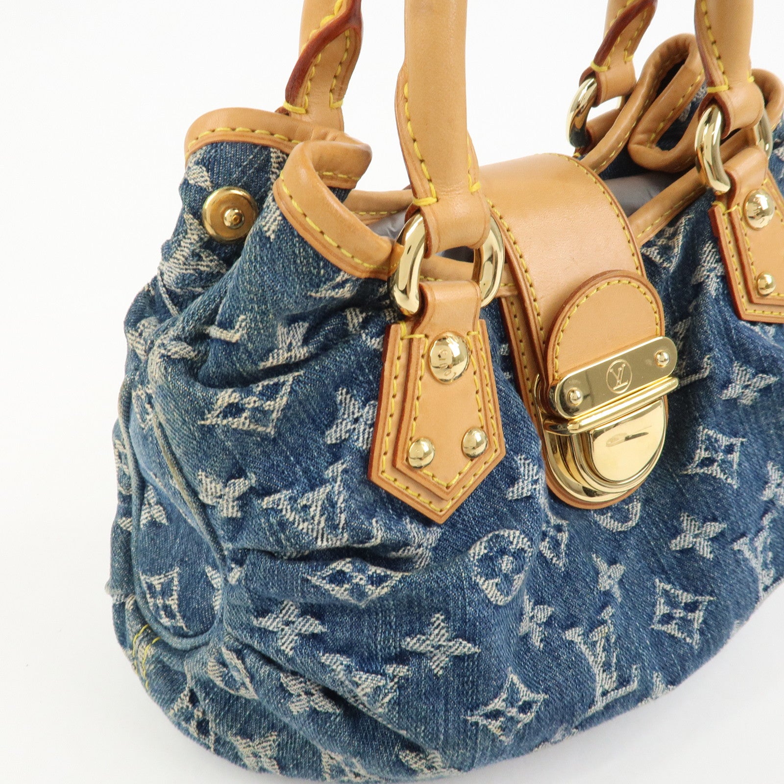 Louis Vuitton Monogram Denim Pleaty Hand Bag Blue M95020
