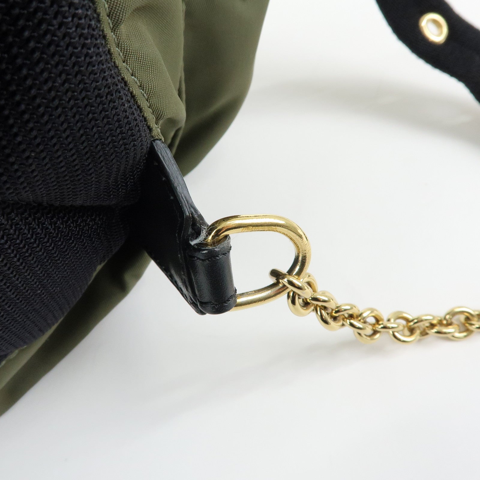 BURBERRY Logo Nylon Leather Backpack Rucksuck Khaki Black