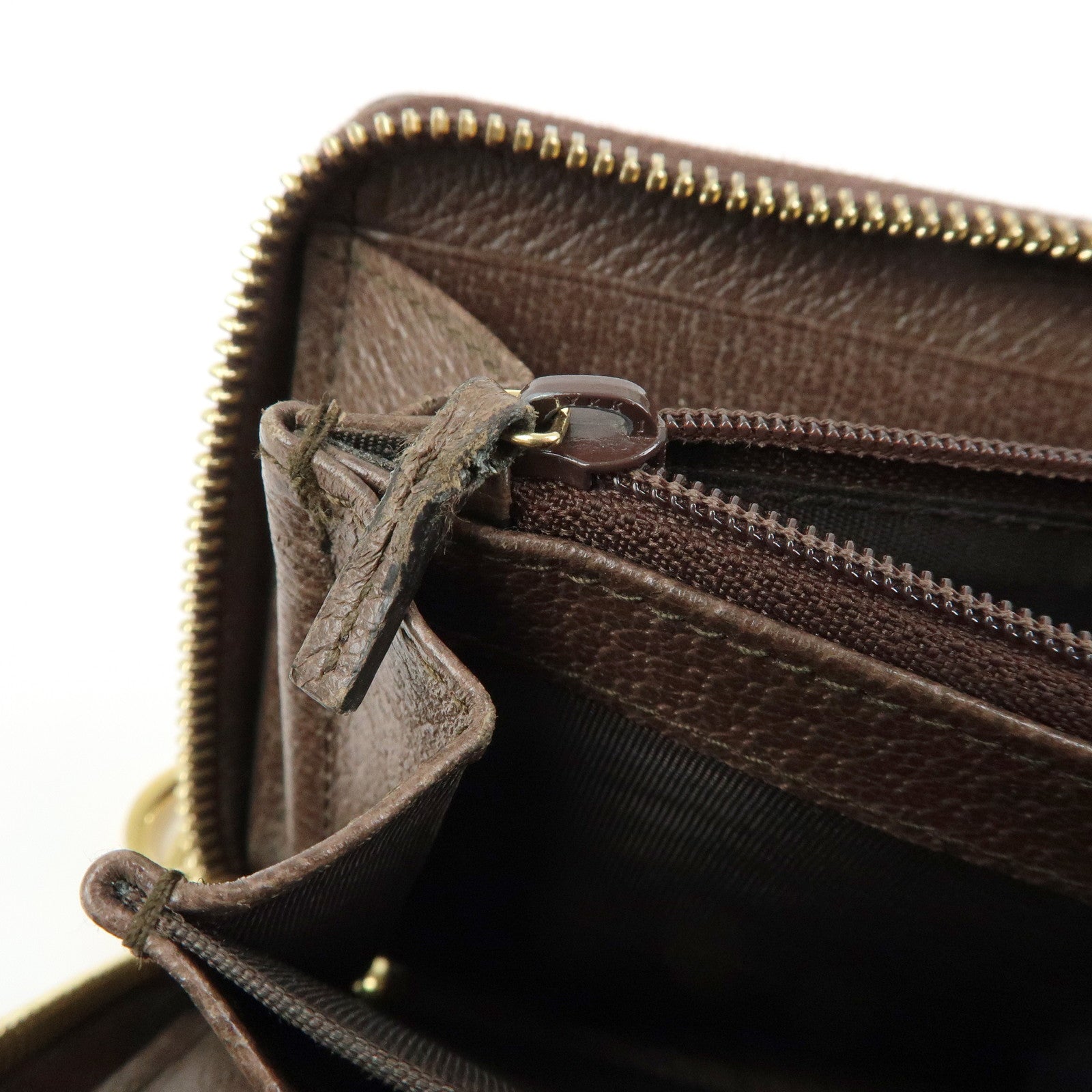 GUCCI Ophidia Sherry GG Supreme Leather Round Zippy Wallet 523154