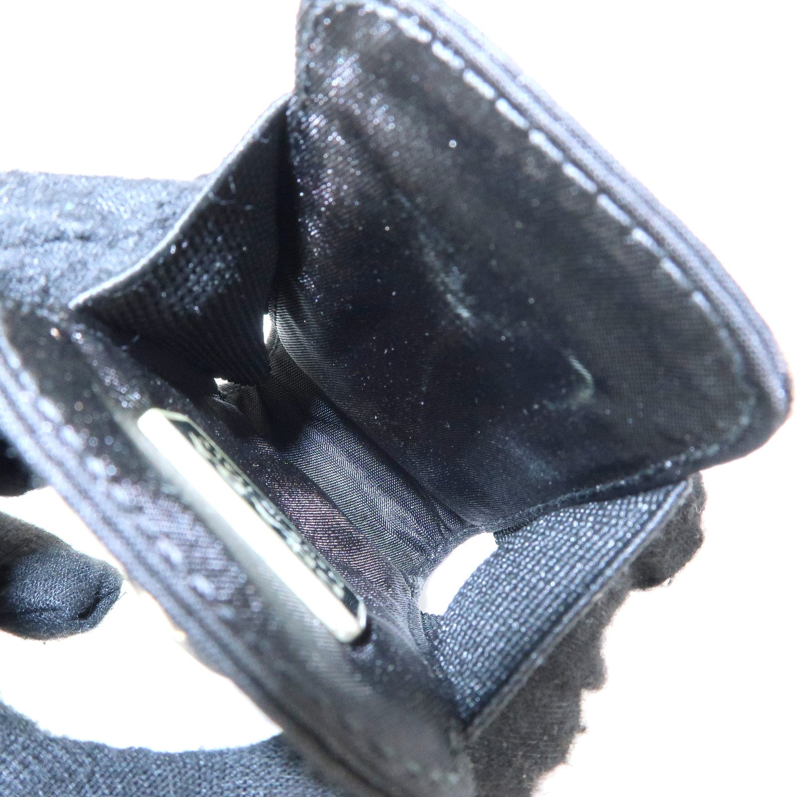 PRADA Triangle Logo Set of 4 Metal Key Case Bag Charm Black Gold