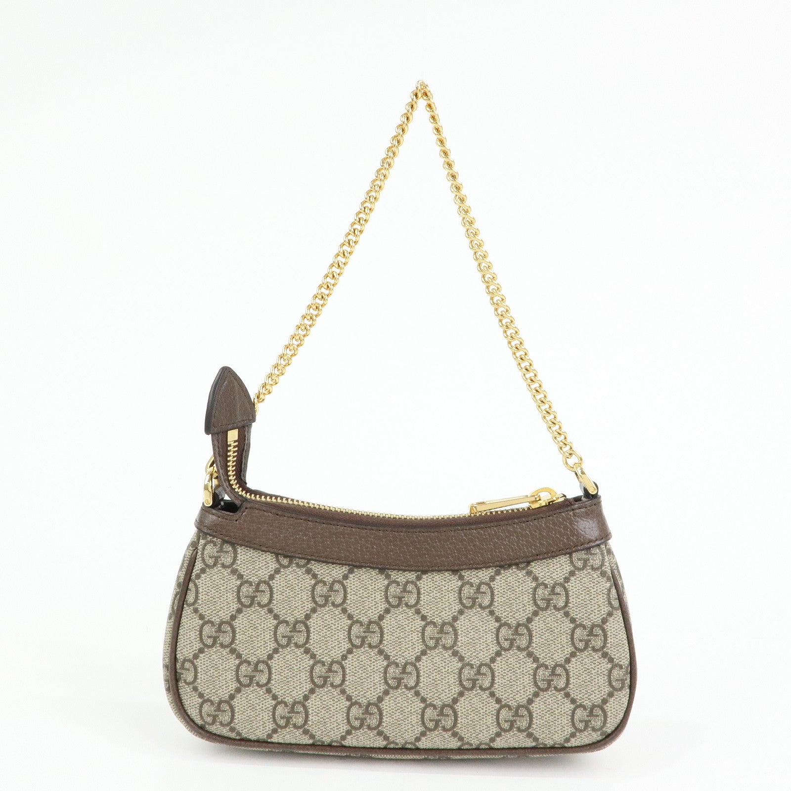 GUCCI Ophidia GG Supreme Leather Chain Pouch Hand Bag Brown 764960