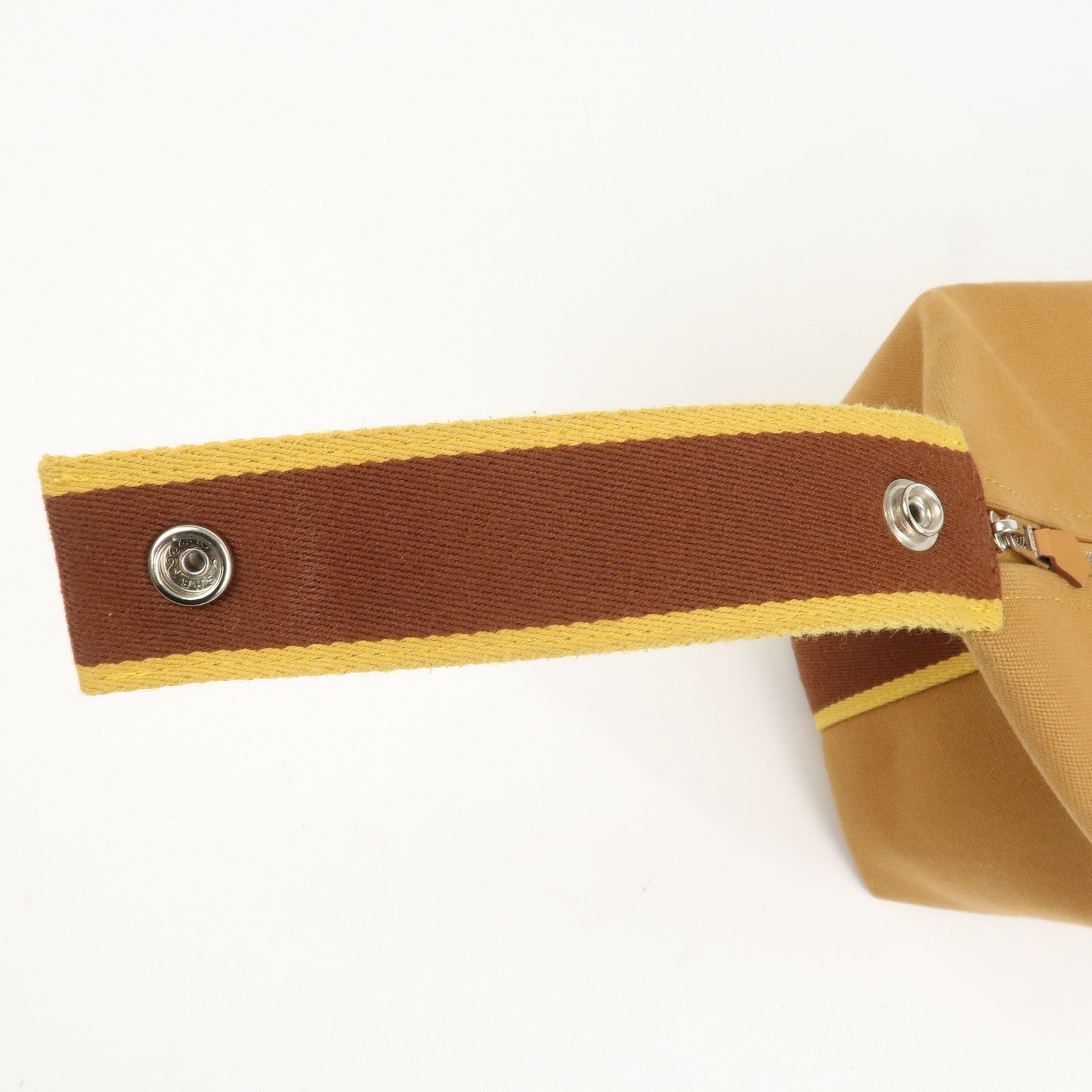 HERMES Bride A Brac GM Canvas Hand Bag Cosmetic Pouch Brown