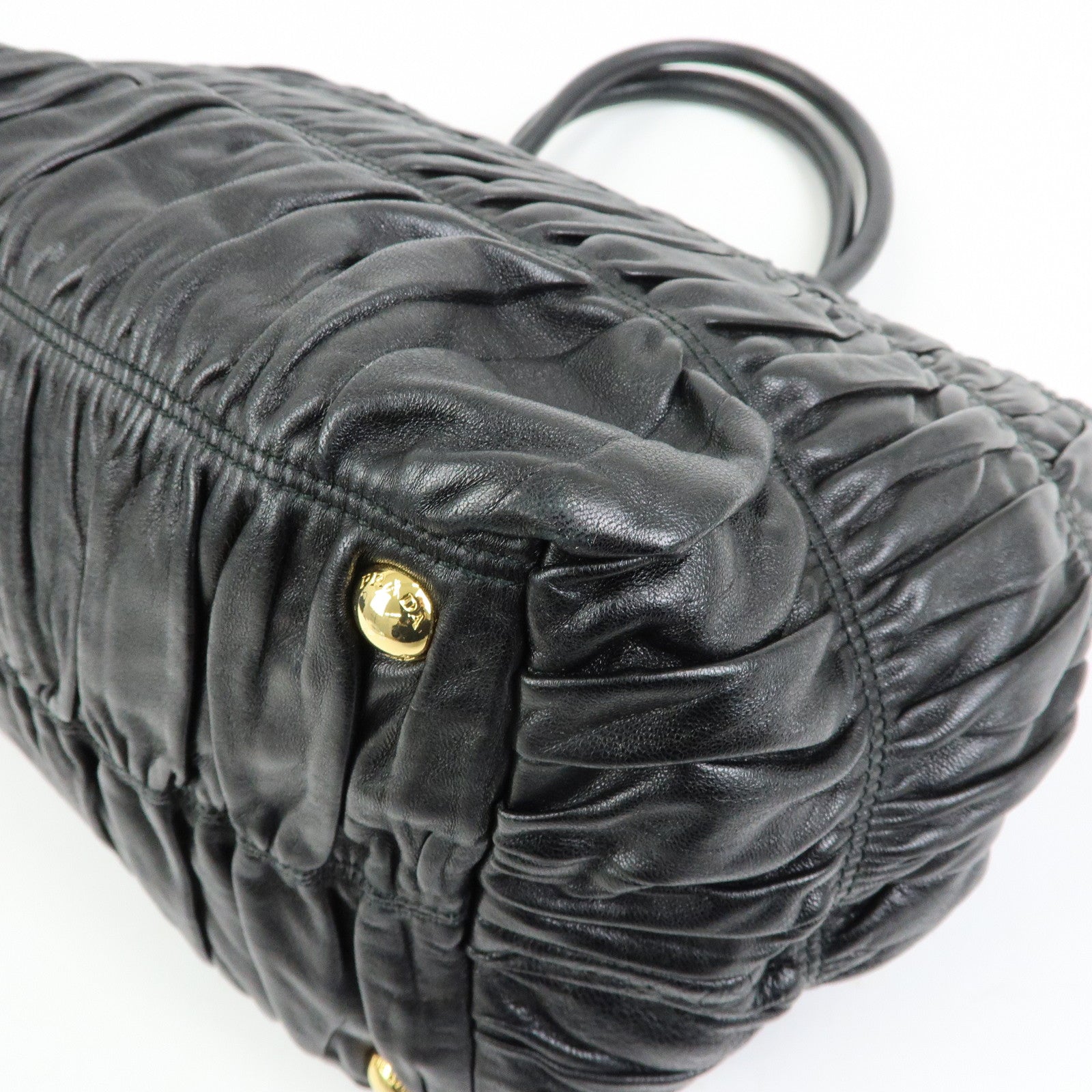 PRADA Ribbon Nappa Gaufure Leather 2Way Bag Black BN1932