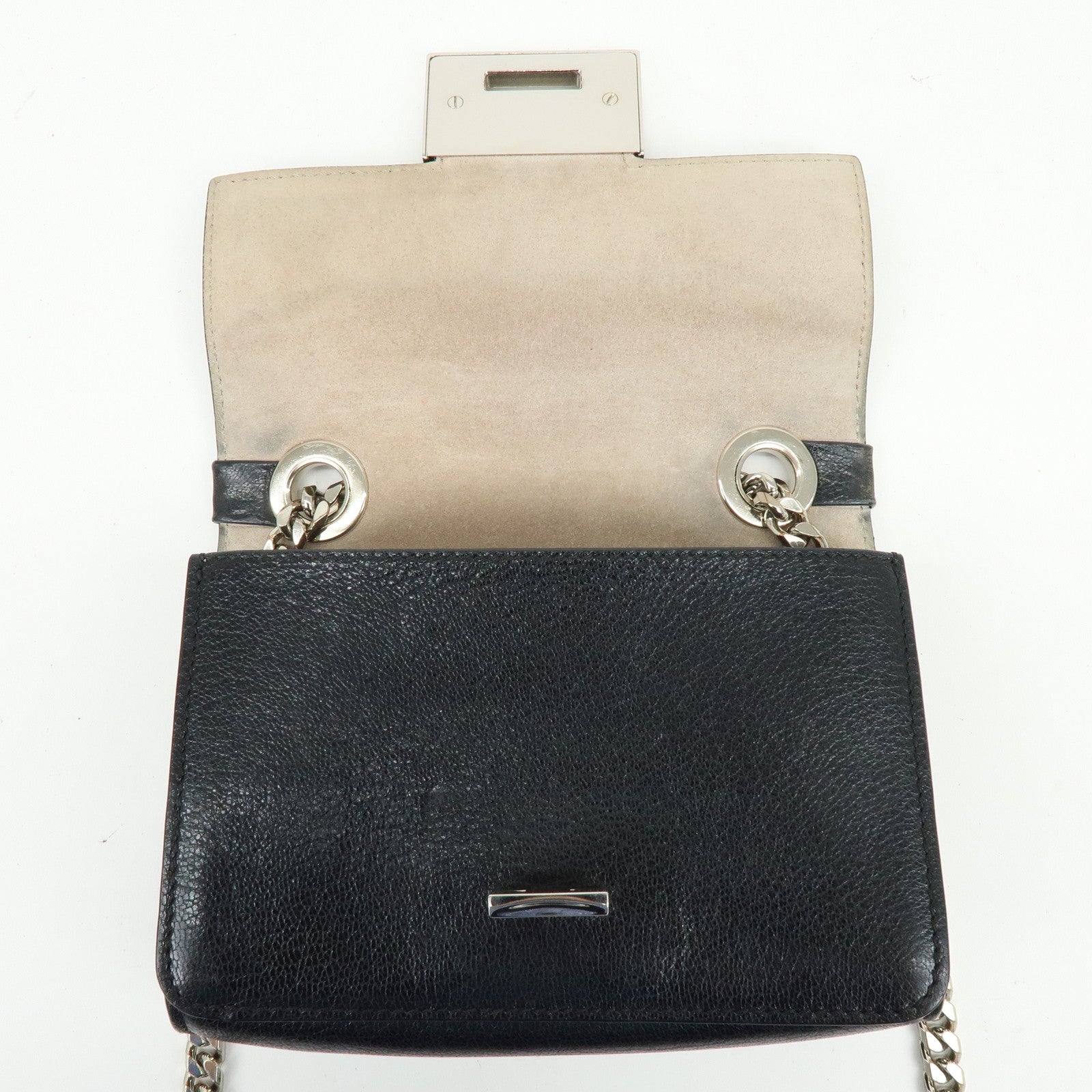 JIMMY CHOO REBEL BAG Leather Chain Shoulder Bag Crossbody Bag Black