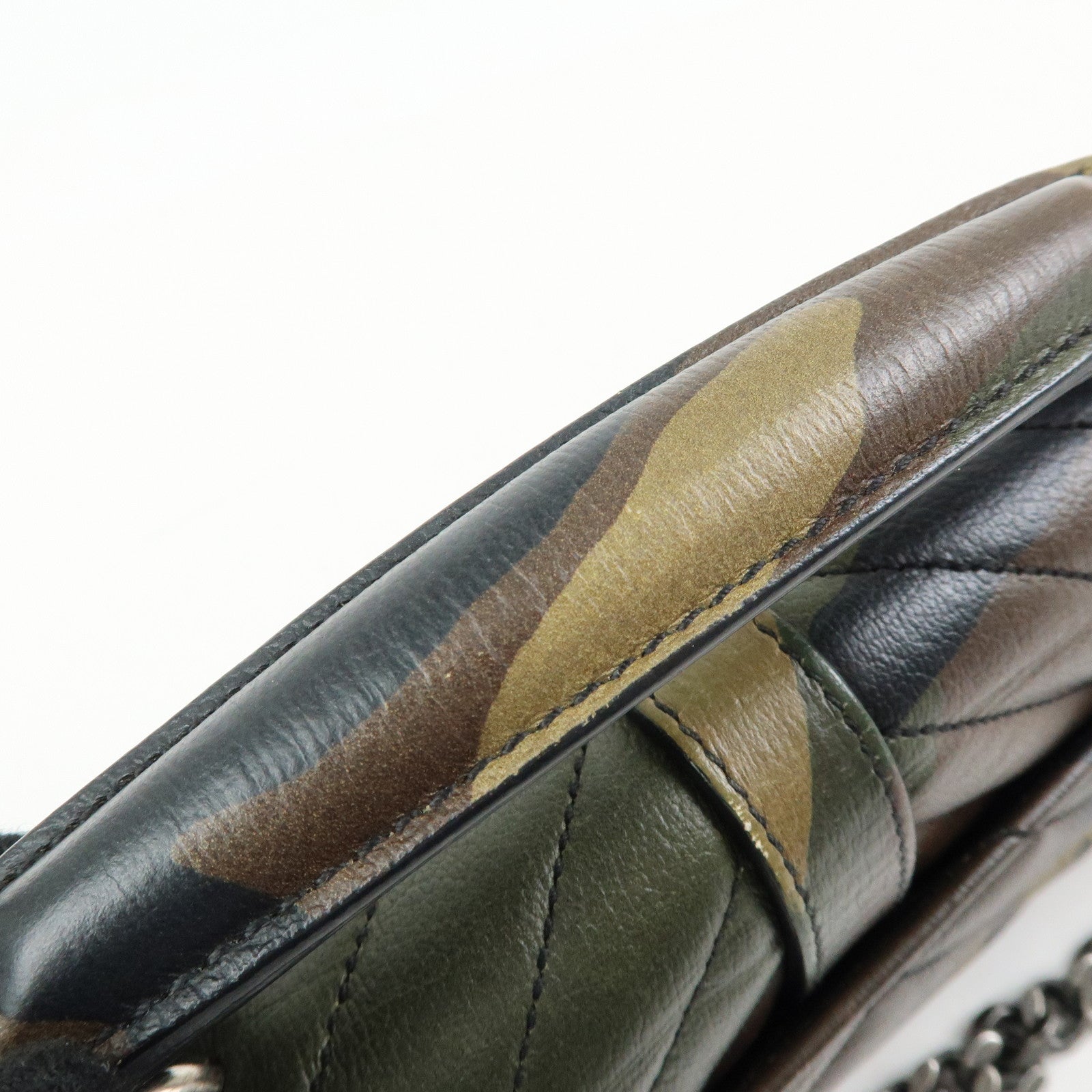 SAINT LAURENT PARIS College Mini Chain Shoulder Hand Bag Camouflage