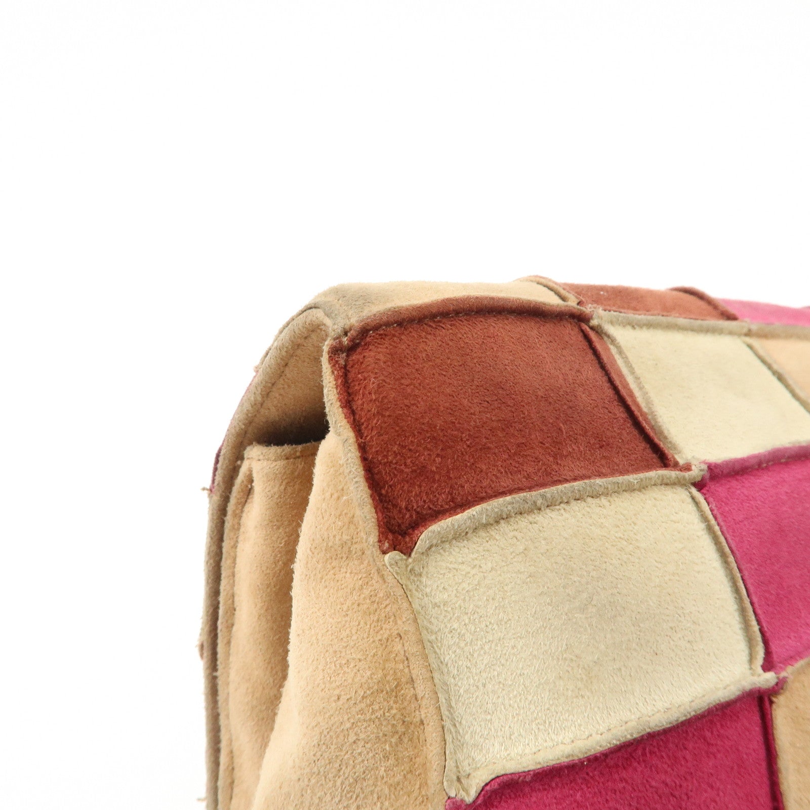 CHANEL 2.55 Suede Patchwork Chain Shoulder Bag Multicolor A14528 Used