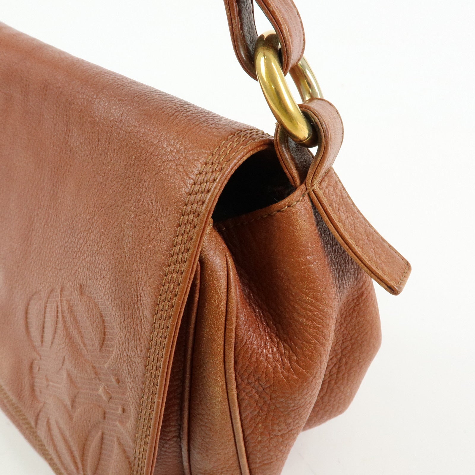 LOEWE Anagram Leather Shoulder Bag Crossbody Bag Brown