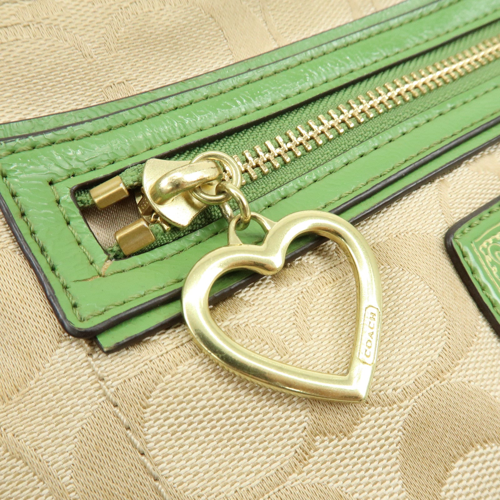 COACH Set of 2 Signature Poppy Canvas Patent Leather Shoulder Bag