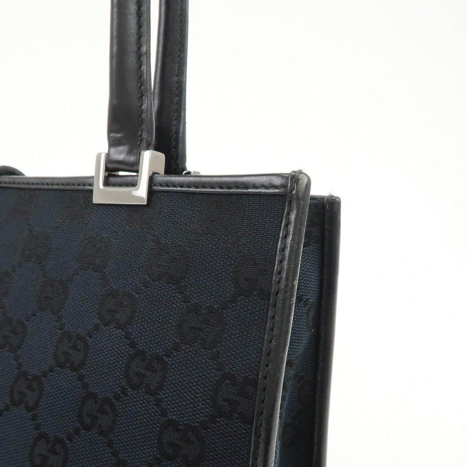 GUCCI Jackie GG Monogram Canvas Leather Shoulder Bag Black 002・1073