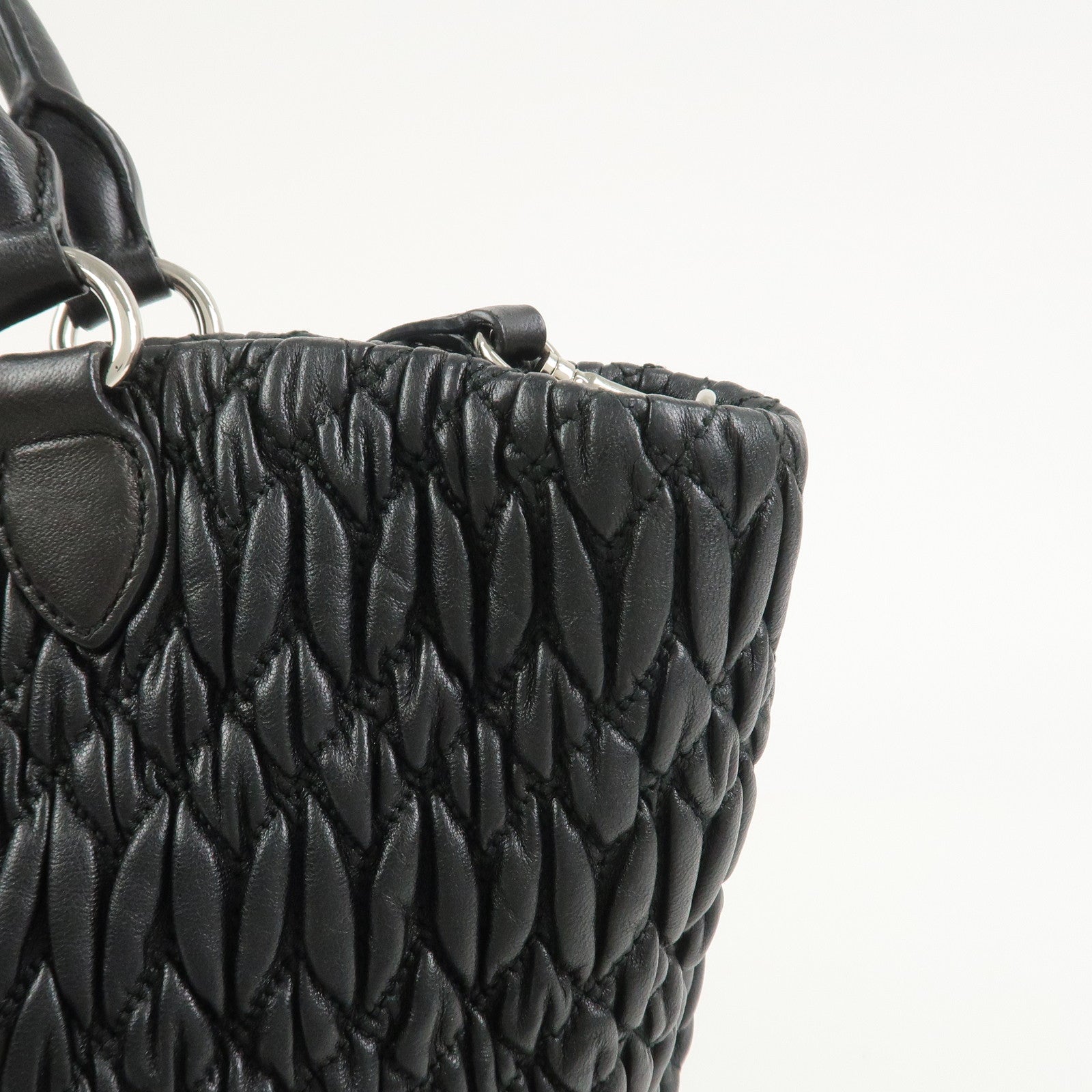 MIU MIU Matelasse Nappa Crystal 2Way Shoulder Bag Black 5BE896