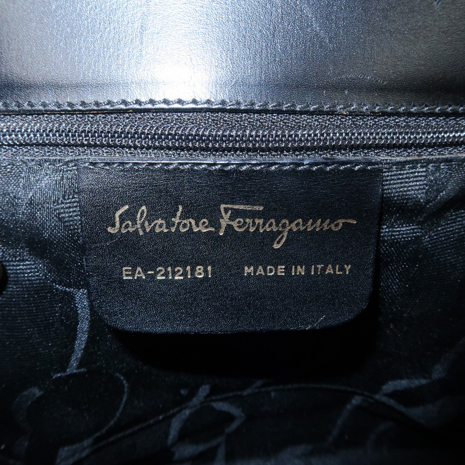 Ferragamo Gancini Leather 2Way Bag Hand Bag Shoulder Bag Black