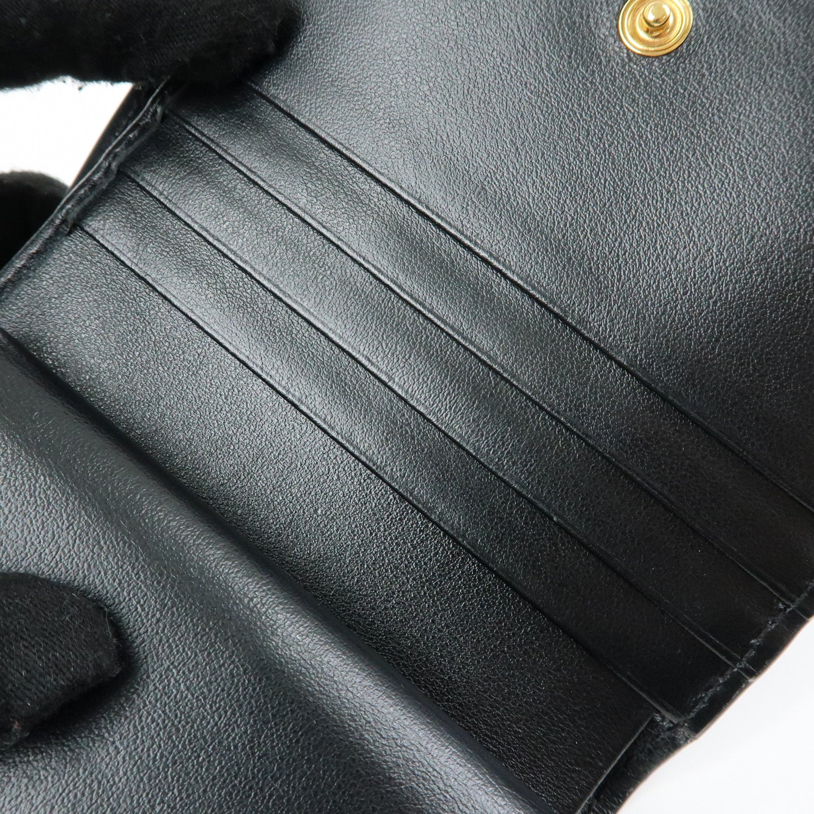 FENDI F IS FENDI Leather Bi-fold Compact Wallet Black 8M0387