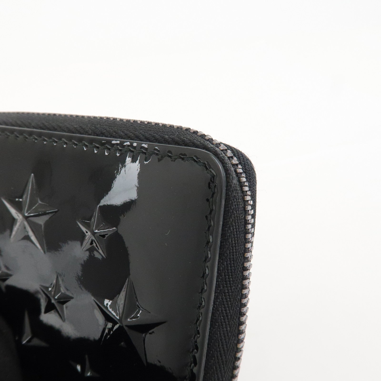JIMMY CHOO Patent Leather Star Studs Coin Case Card Case Black