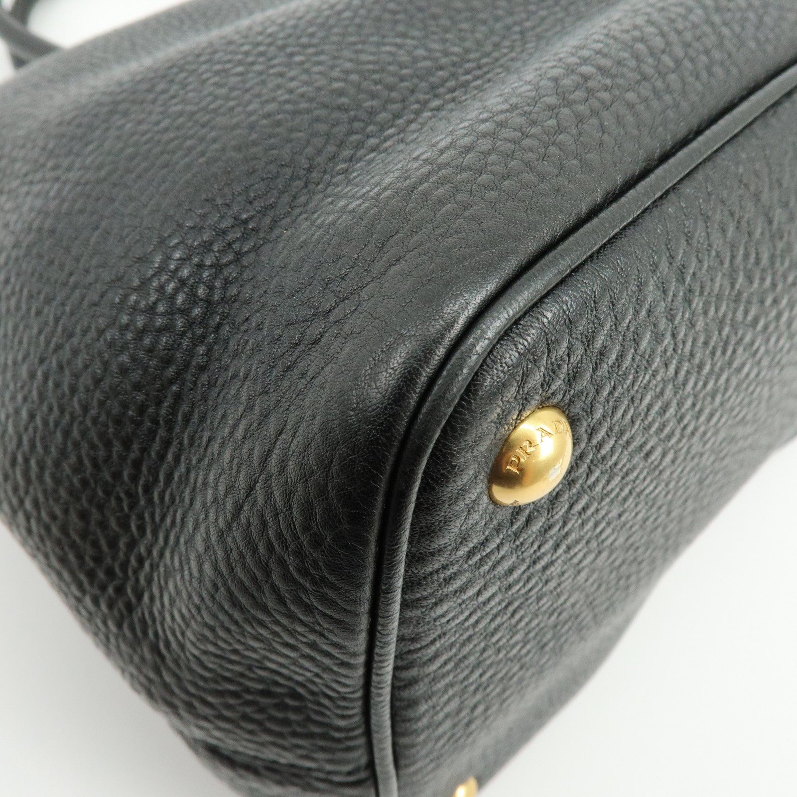 PRADA Calf Leather Tote Bag Hand Bag Black BN2579