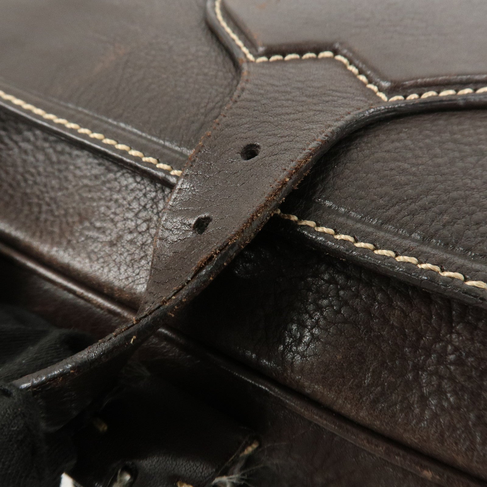PRADA Logo Leather Shoulder Bag Crossbody Bag Brown