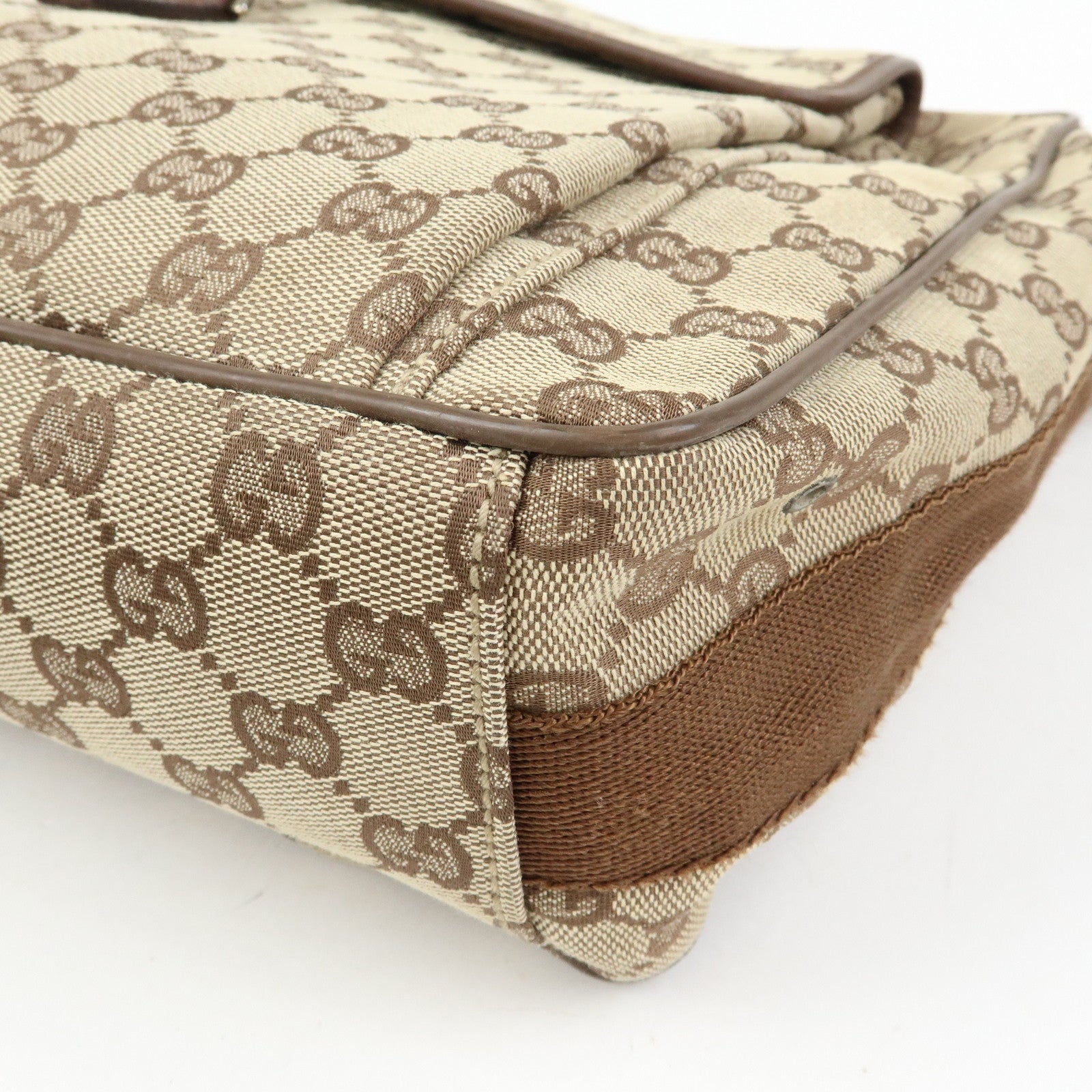 GUCCI GG Canvas Leather Shoulder Crossbody Bag Beige Brown 90474