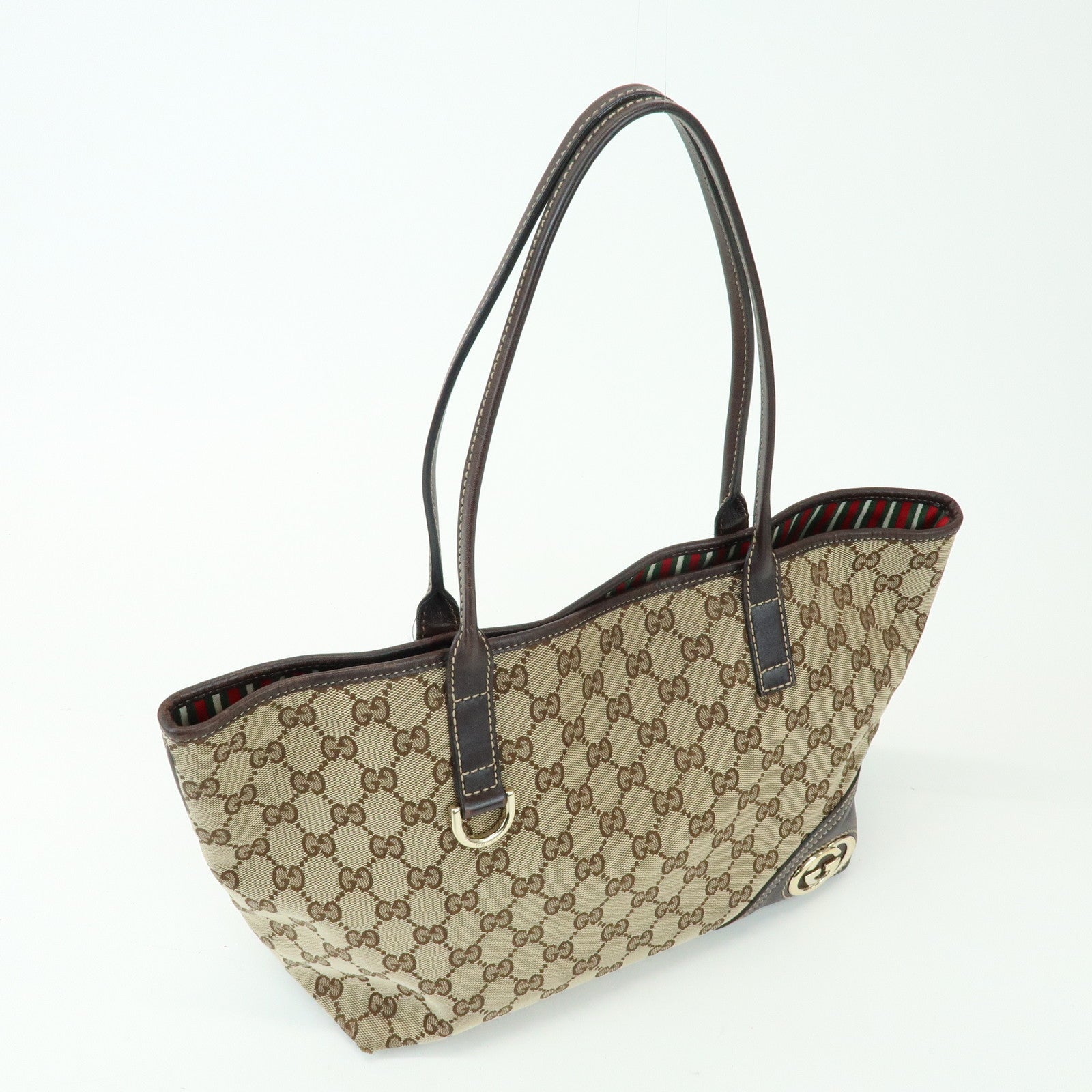 GUCCI New Britt Interlocking G Tote Bag Shoulder Bag Brown 169946
