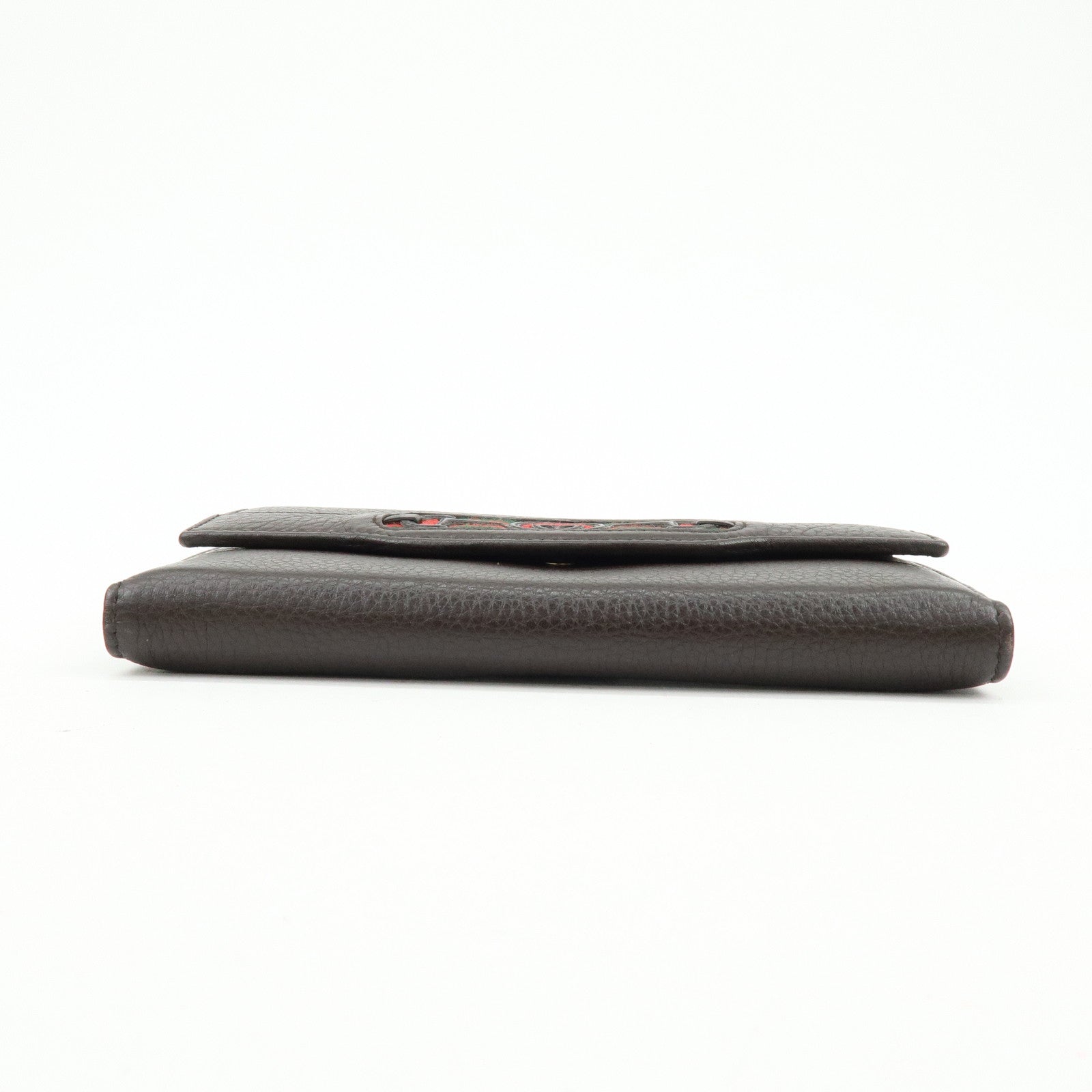 GUCCI Interlocking G Sherry Leather Long Wallet Dark Brown 29535