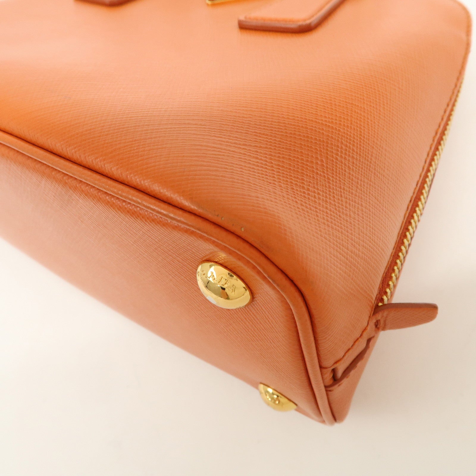 PRADA Saffiano Leather Promenade Small 2Way Hand Bag Orange BL0838