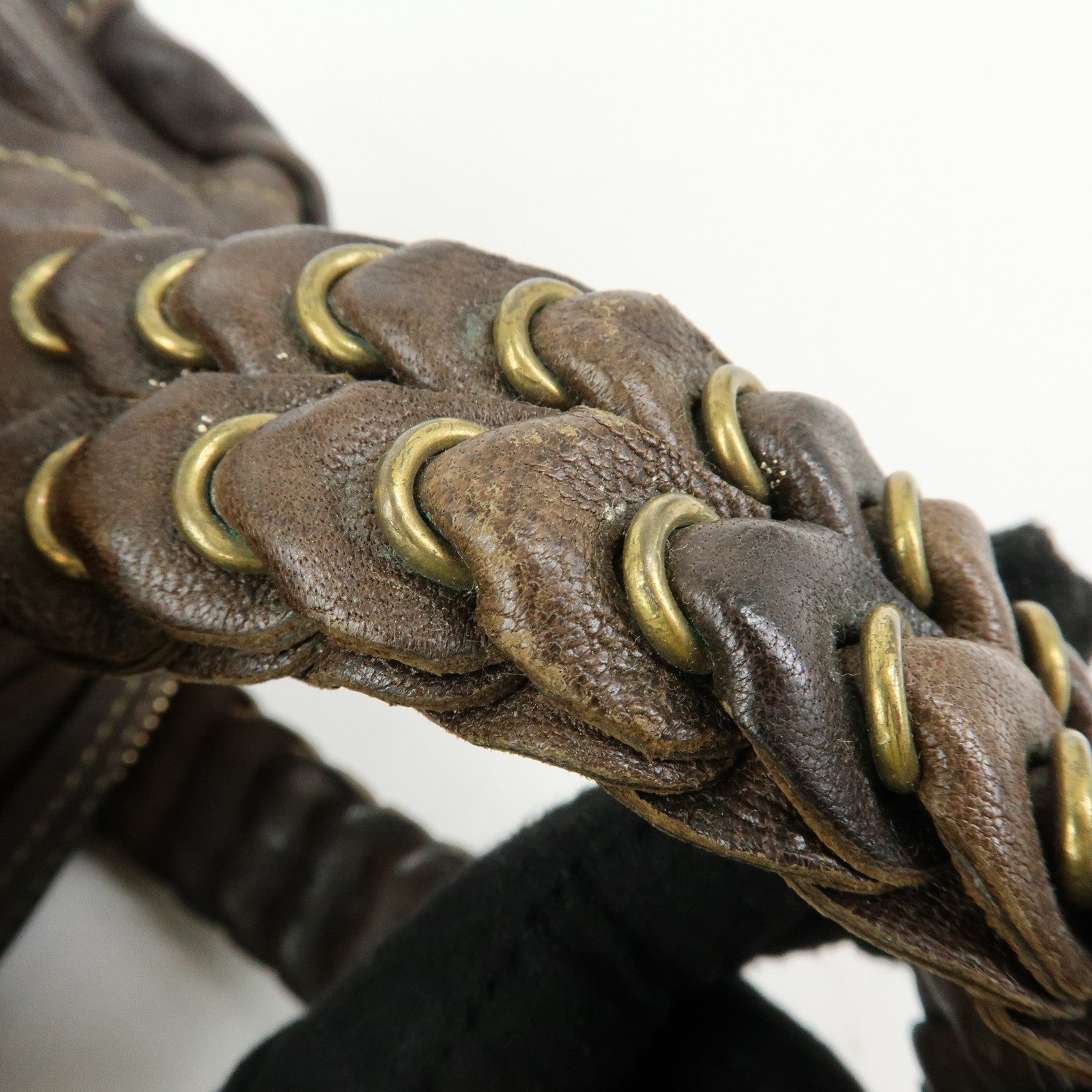 Chloe Leather Shoulder Bag Mini Boston Bag Brown