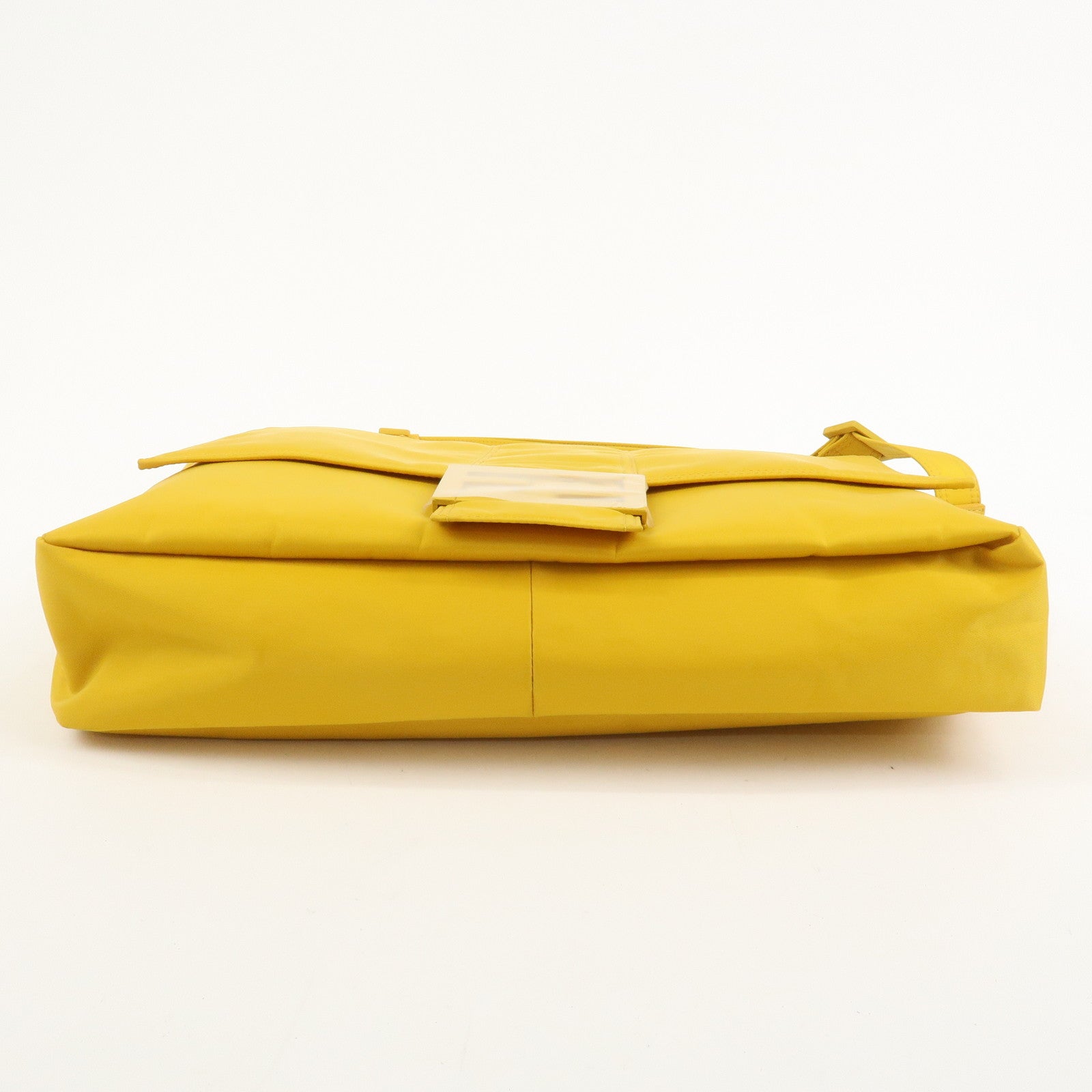 FENDI Baguette Nylon Leather 2Way Bag Hand Bag Shoulder Bag Yellow 7VA536