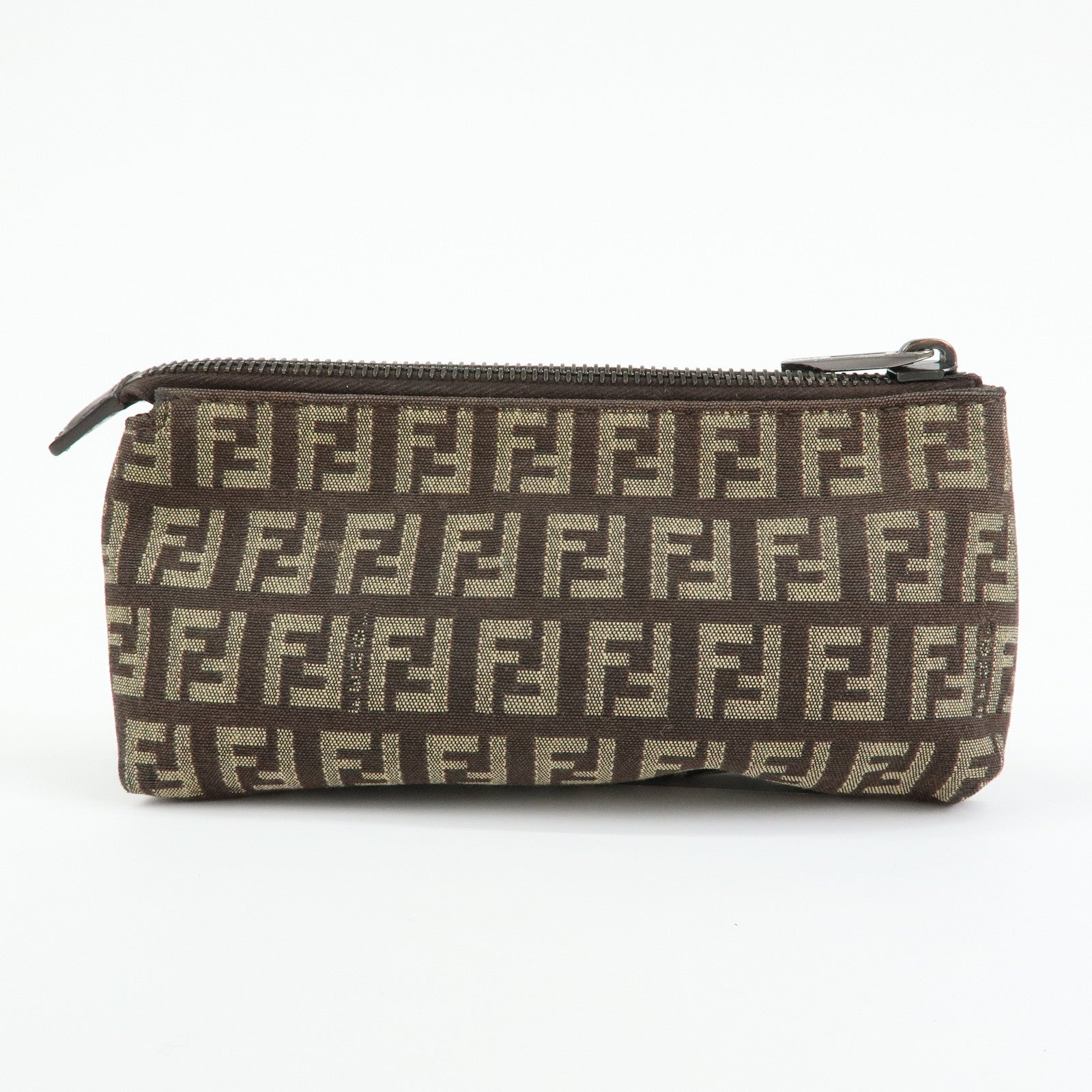 FENDI Zucchino Canvas Leather Mini Pouch Brown 7N0037