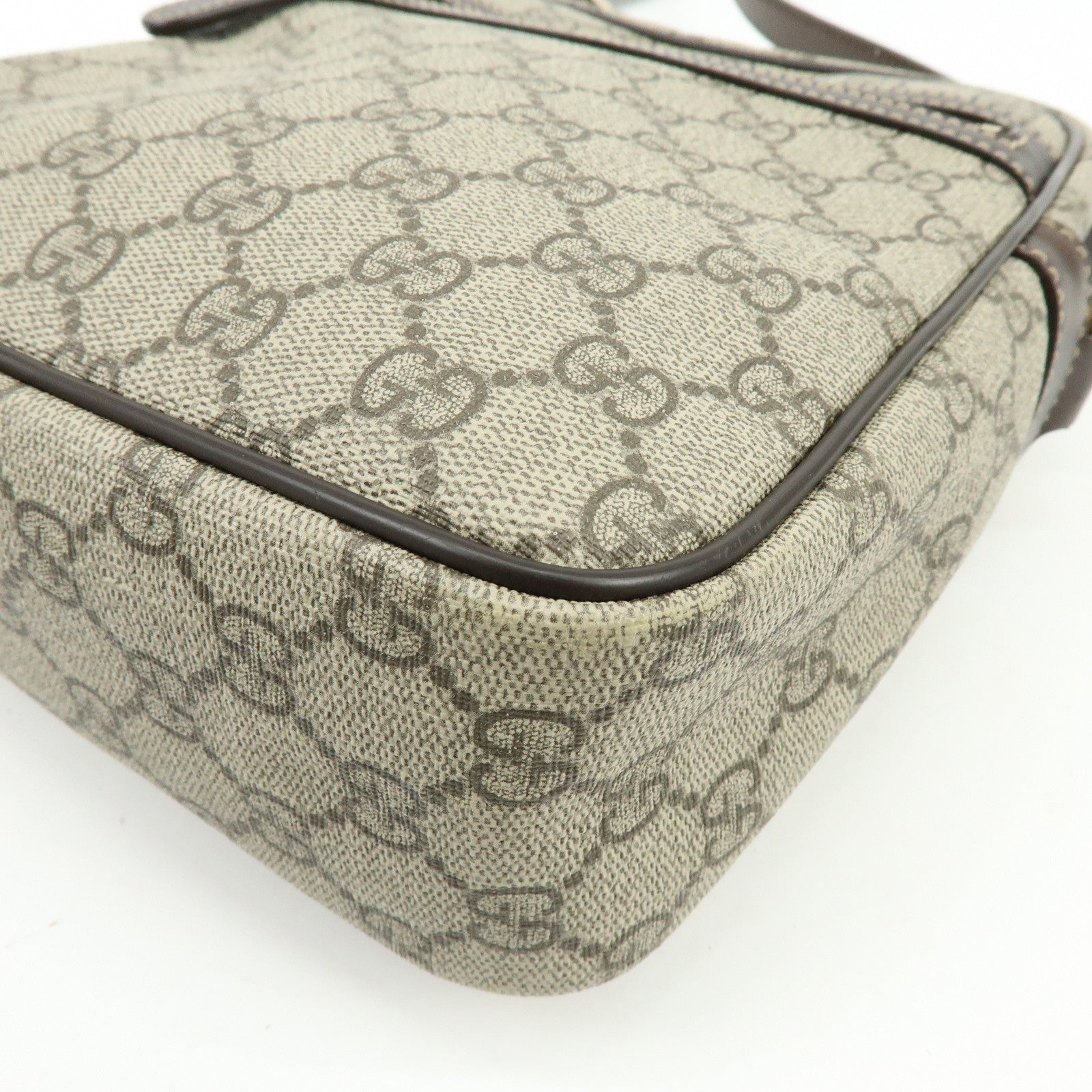 GUCCI GG Supreme Leather Shoulder Crossbody Bag Beige Brown 233268