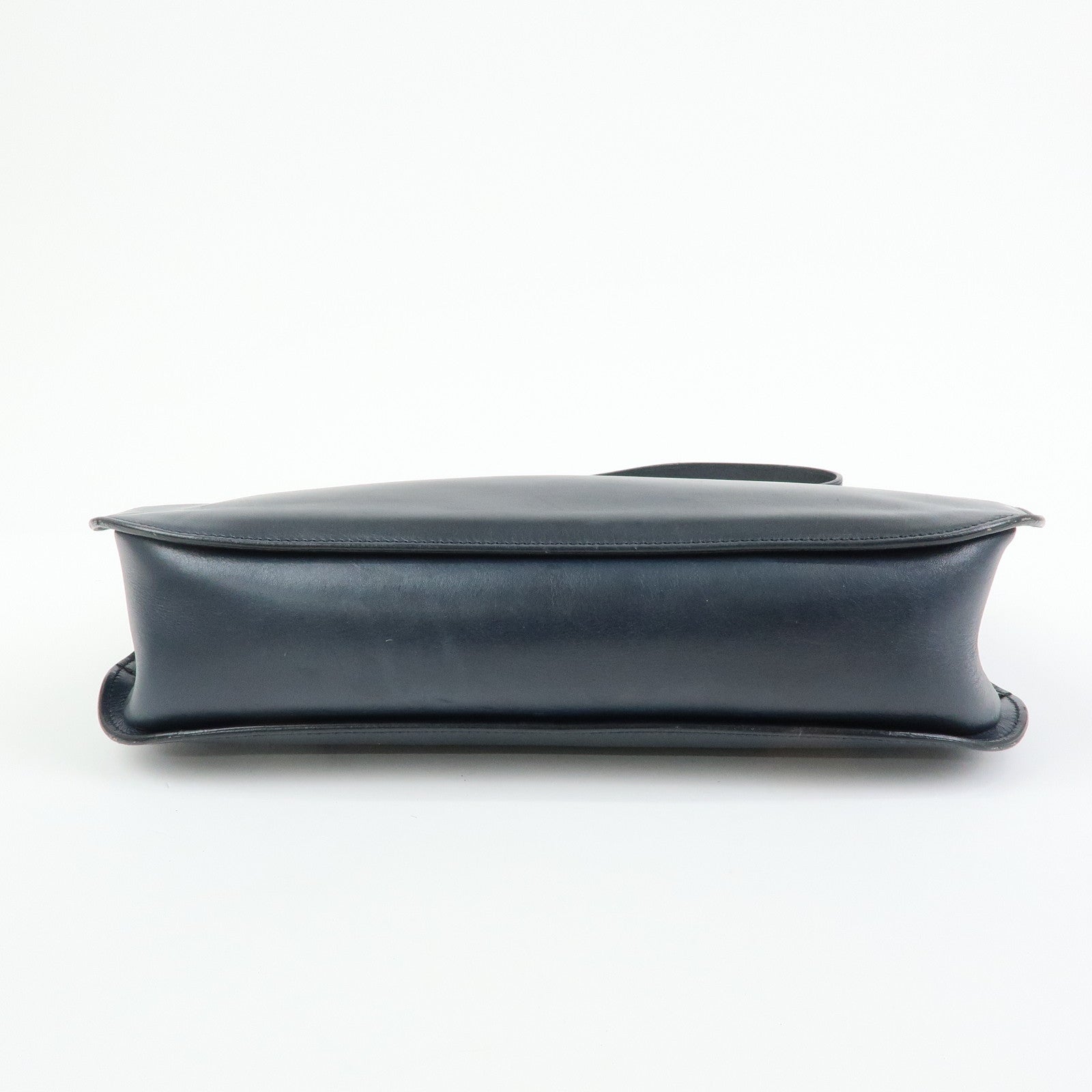 GUCCI Logo Leather Shoulder Bag Hand Bag Navy 001・3767