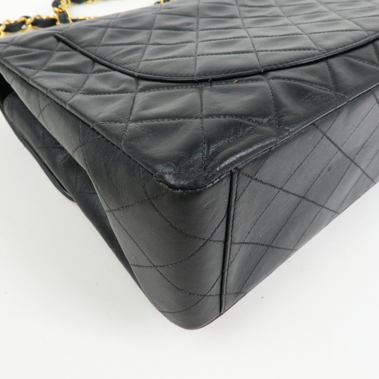 CHANEL Jumbo Matelasse 34 Lamb Skin Shoulder Bag Black A01094