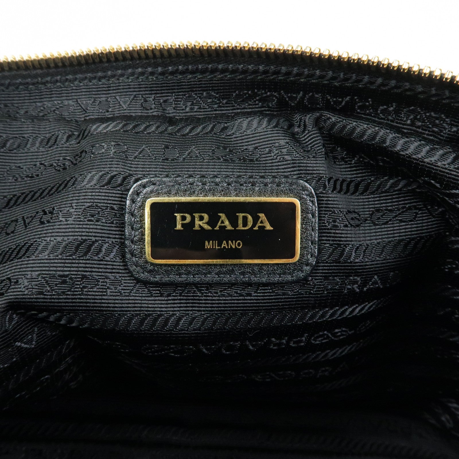 PRADA Logo Leather Shoulder Crossbody Bag Black 1BH079