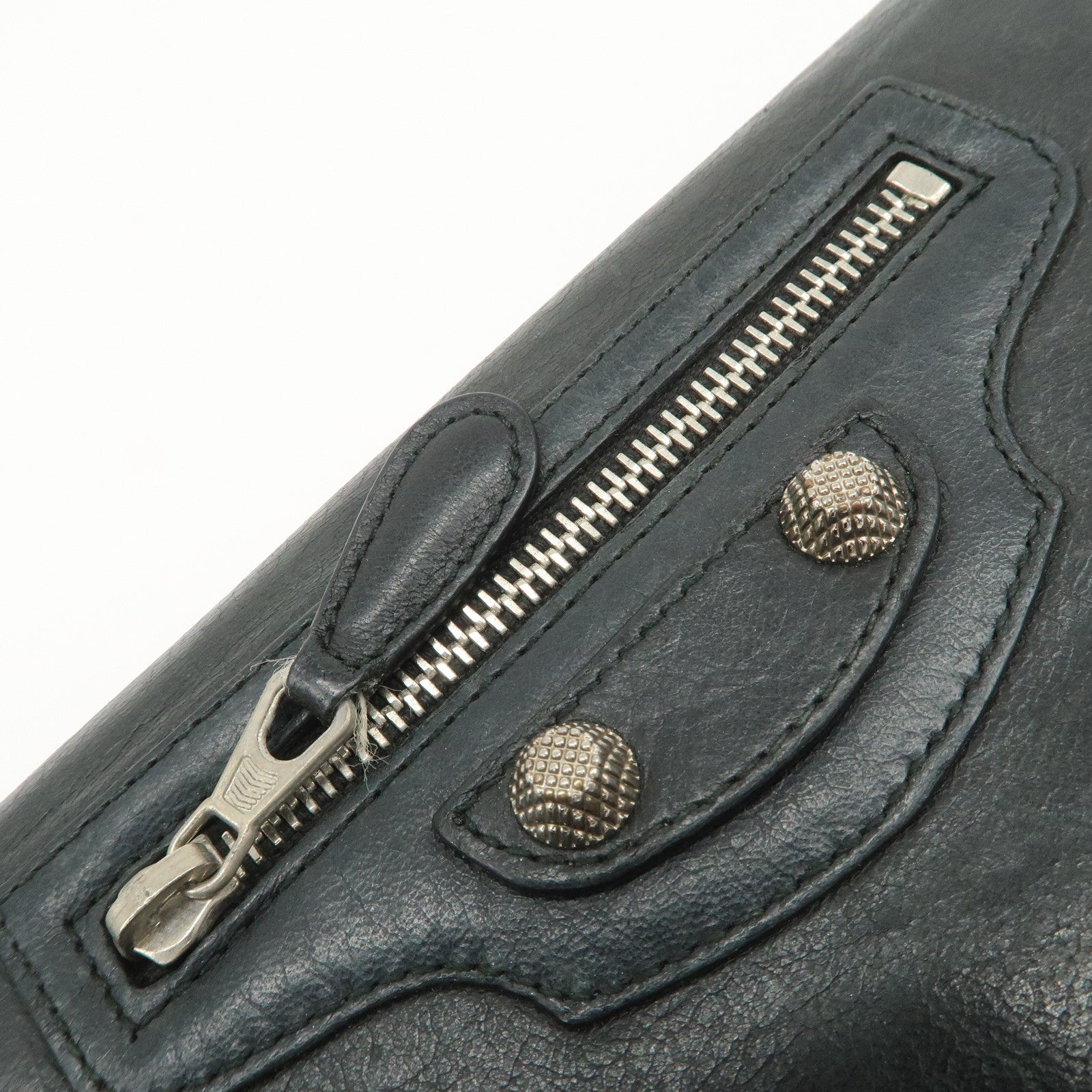 BALENCIAGA Logo Leather Giant Continental Long Wallet Black 253054